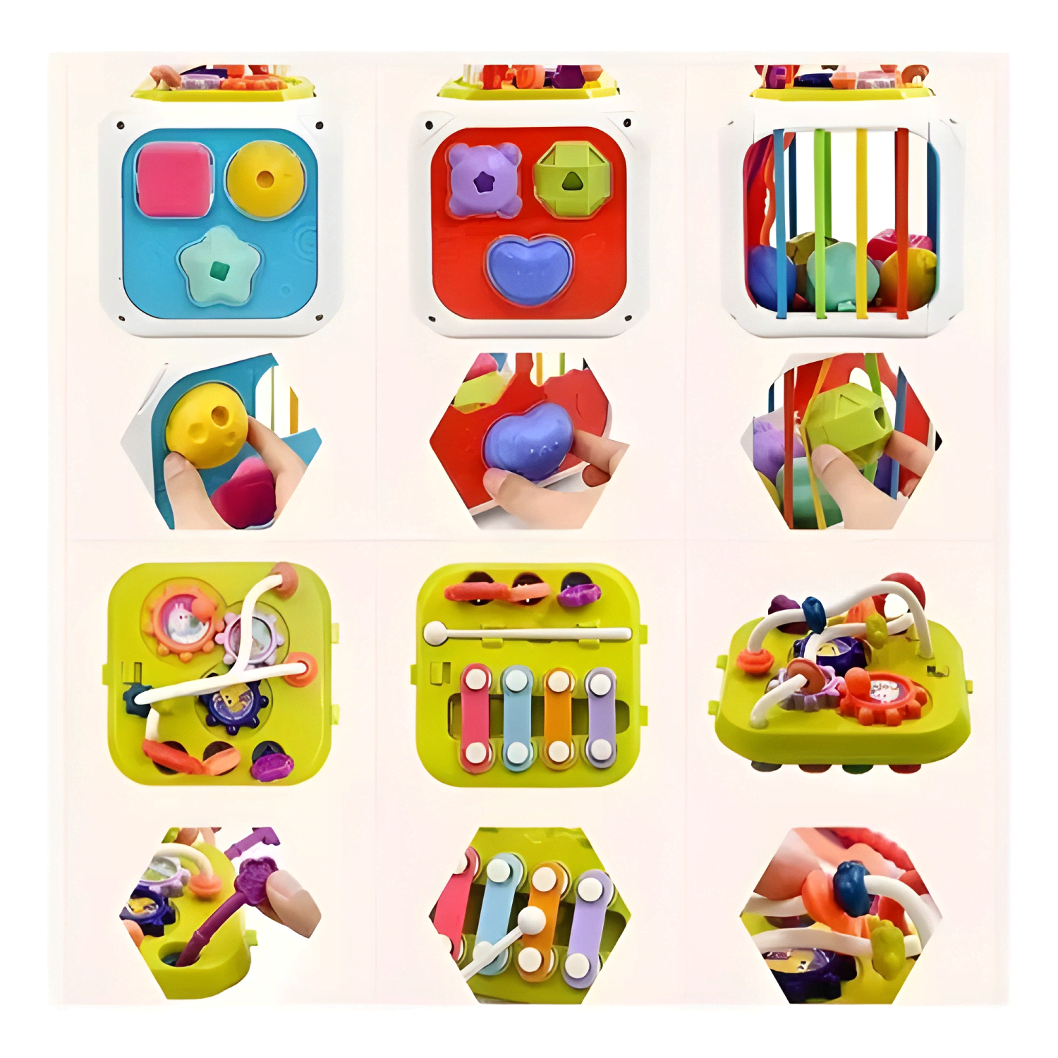 Juguete montessori educativo 7 en 1 cubo didáctico bebé #2-3