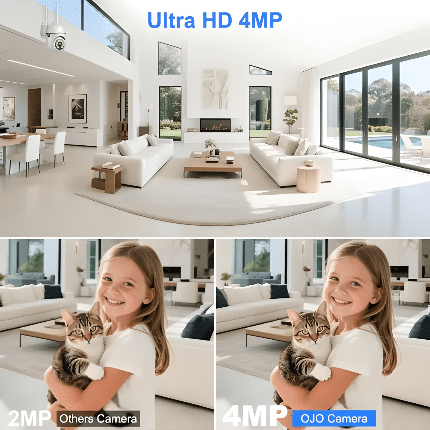 Ojo® 2pcs 4mp Cámara de Seguridad Wifi Camara Vigilancia Max-3