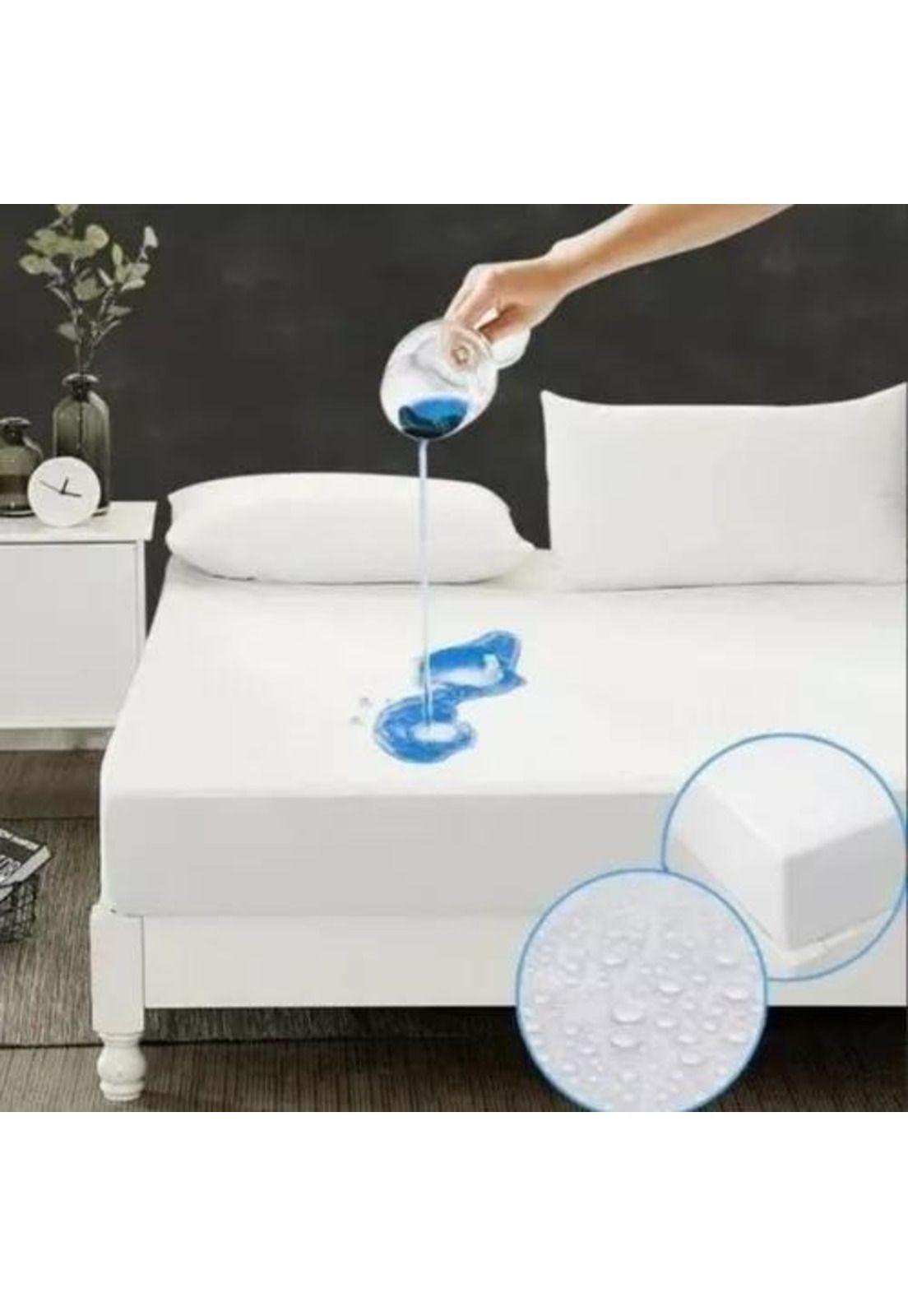 Funda Cubre Colchón Impermeable - 1 Plaza 190x90+30 cm Color Blanco-3
