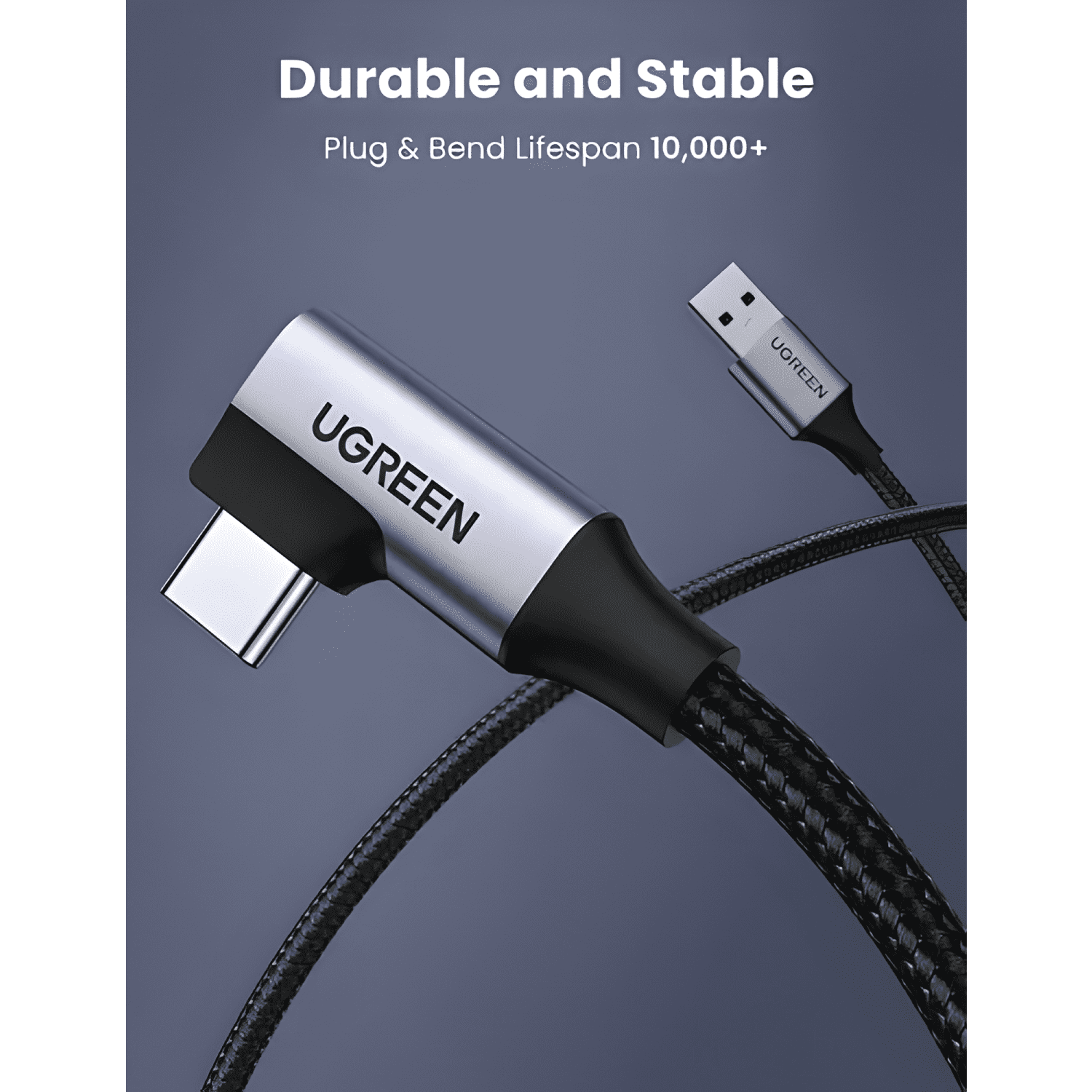 Cable USB-C a USB 3.0 a trenzado 1m Negro-3
