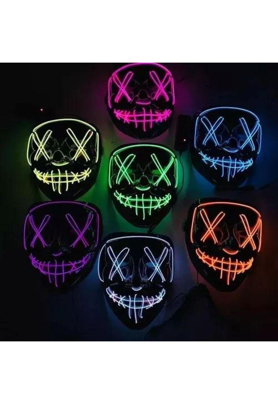 Pack de 2 máscaras LED La Purga, Halloween, terror, cosplay, color blanco-4