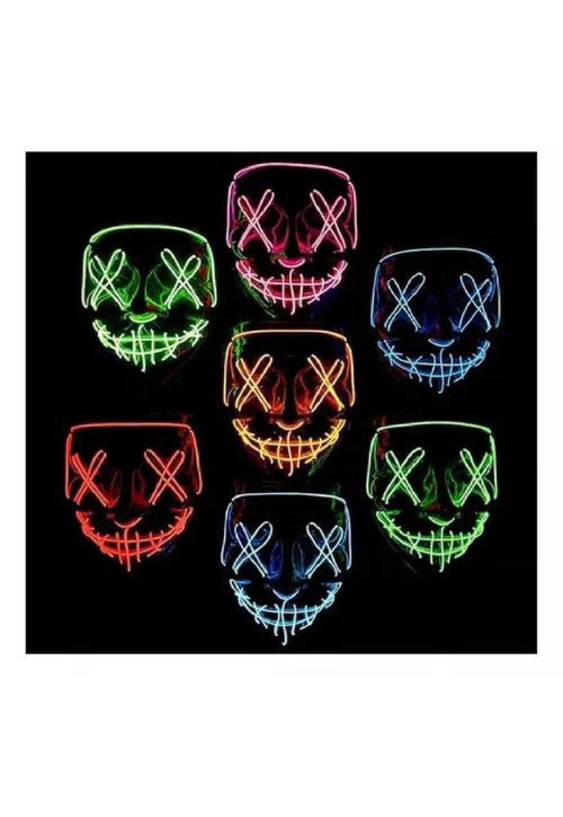 Pack de 2 máscaras LED La Purga, Halloween, terror, cosplay, color blanco-6