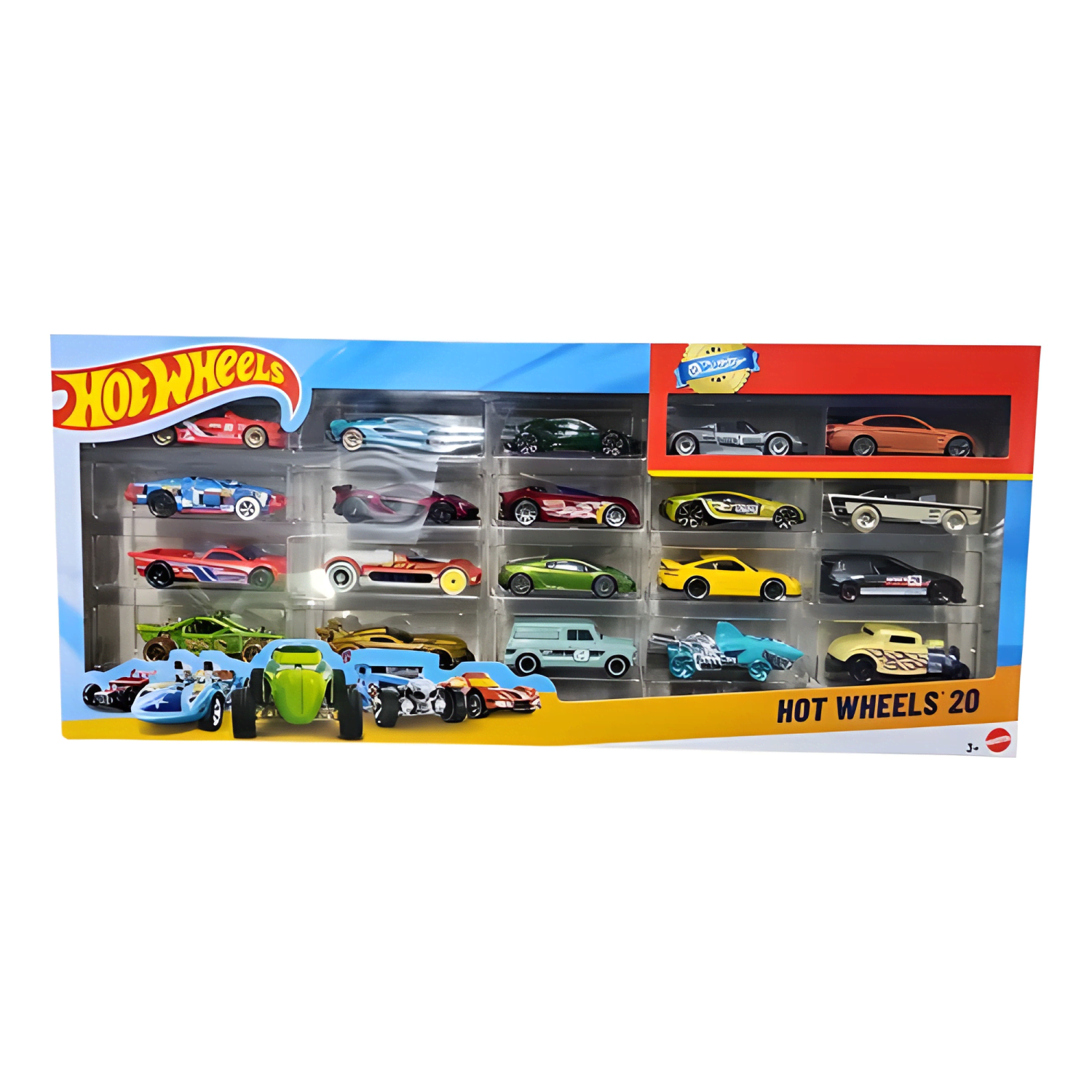 Pack 20 autos Hot Wheels coleccionables escala 1:64-1
