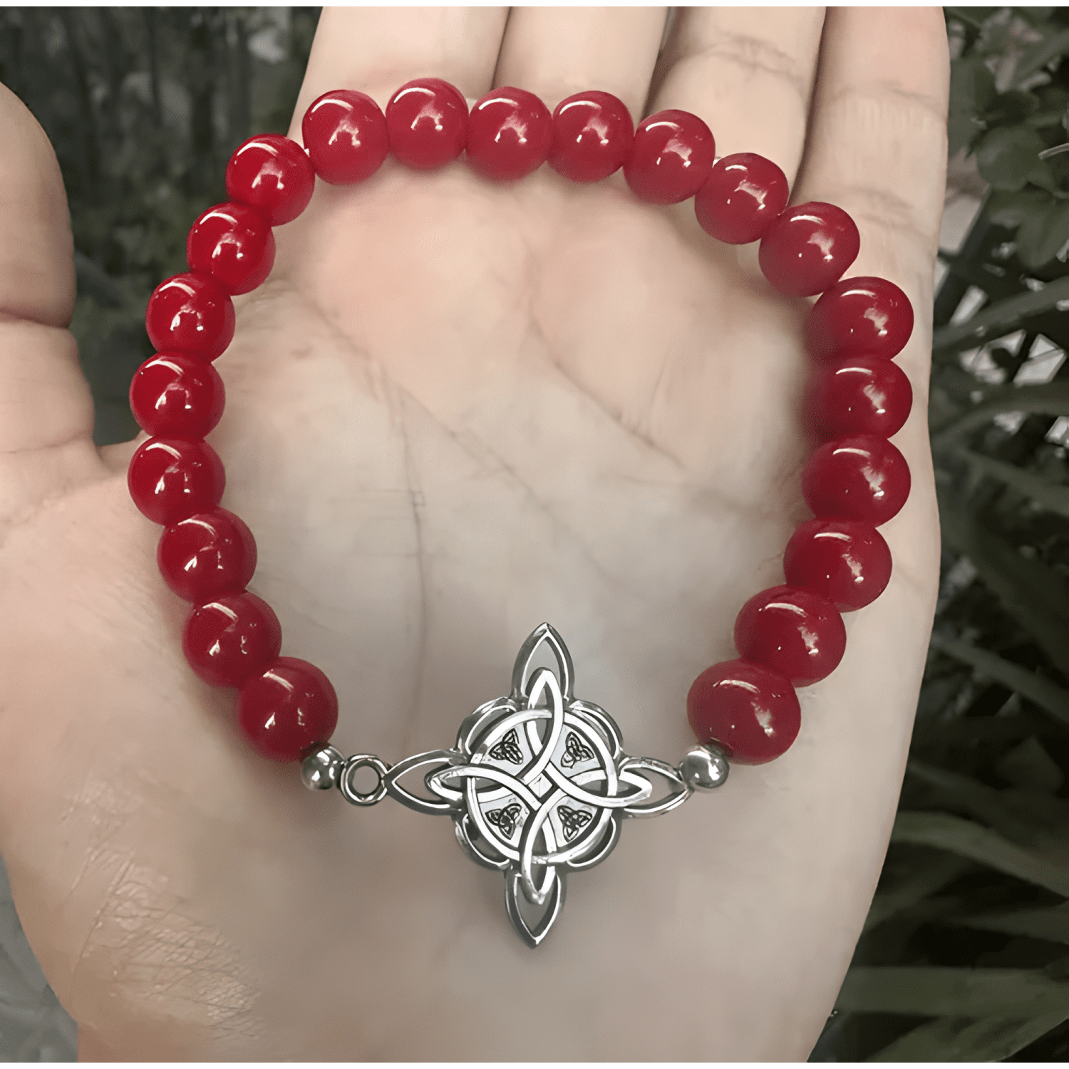 Pulsera nudo de brujas elasticada piedras protección suerte-2