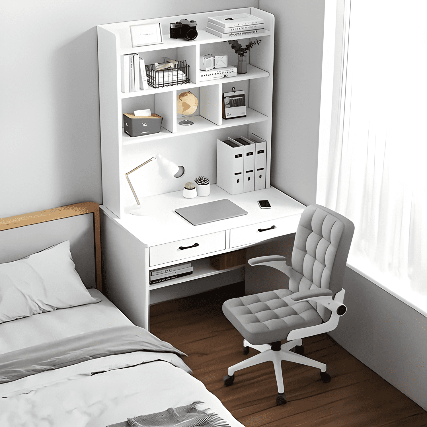 Escritorio con estanteria biblioteca 80*180 cm cajón oficina-4