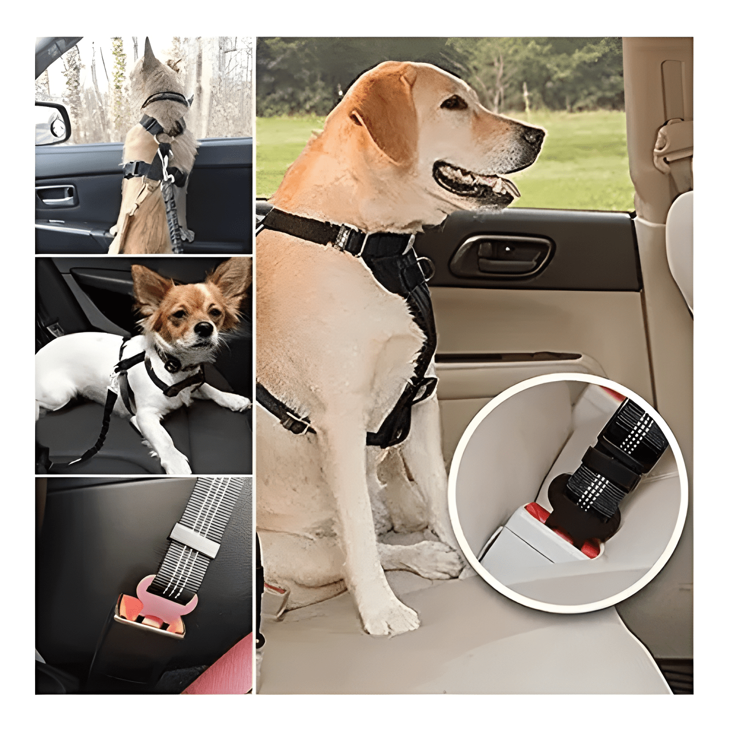 Cinturón de seguridad para mascotas en auto arnés perro auto-2