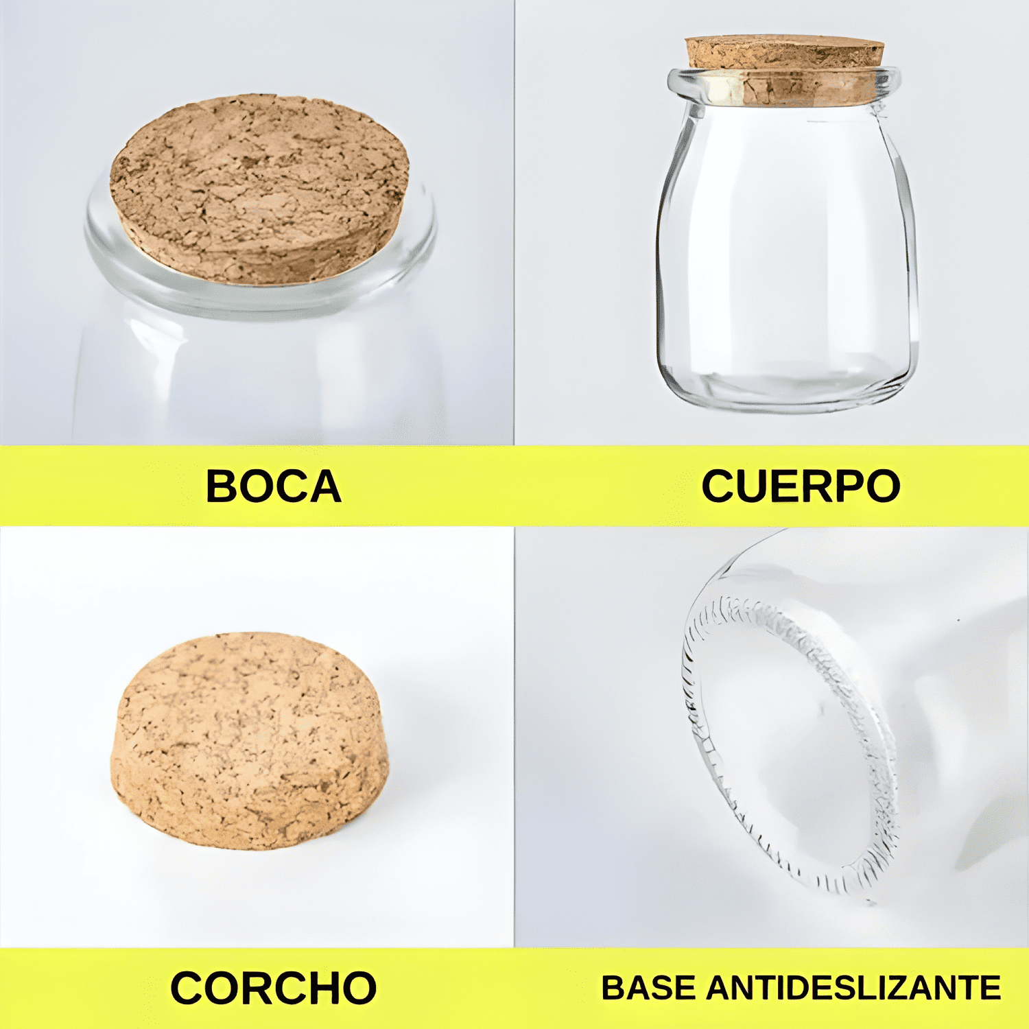 Set 12 mini tarros vidrio tapa corcho 100 ml-1