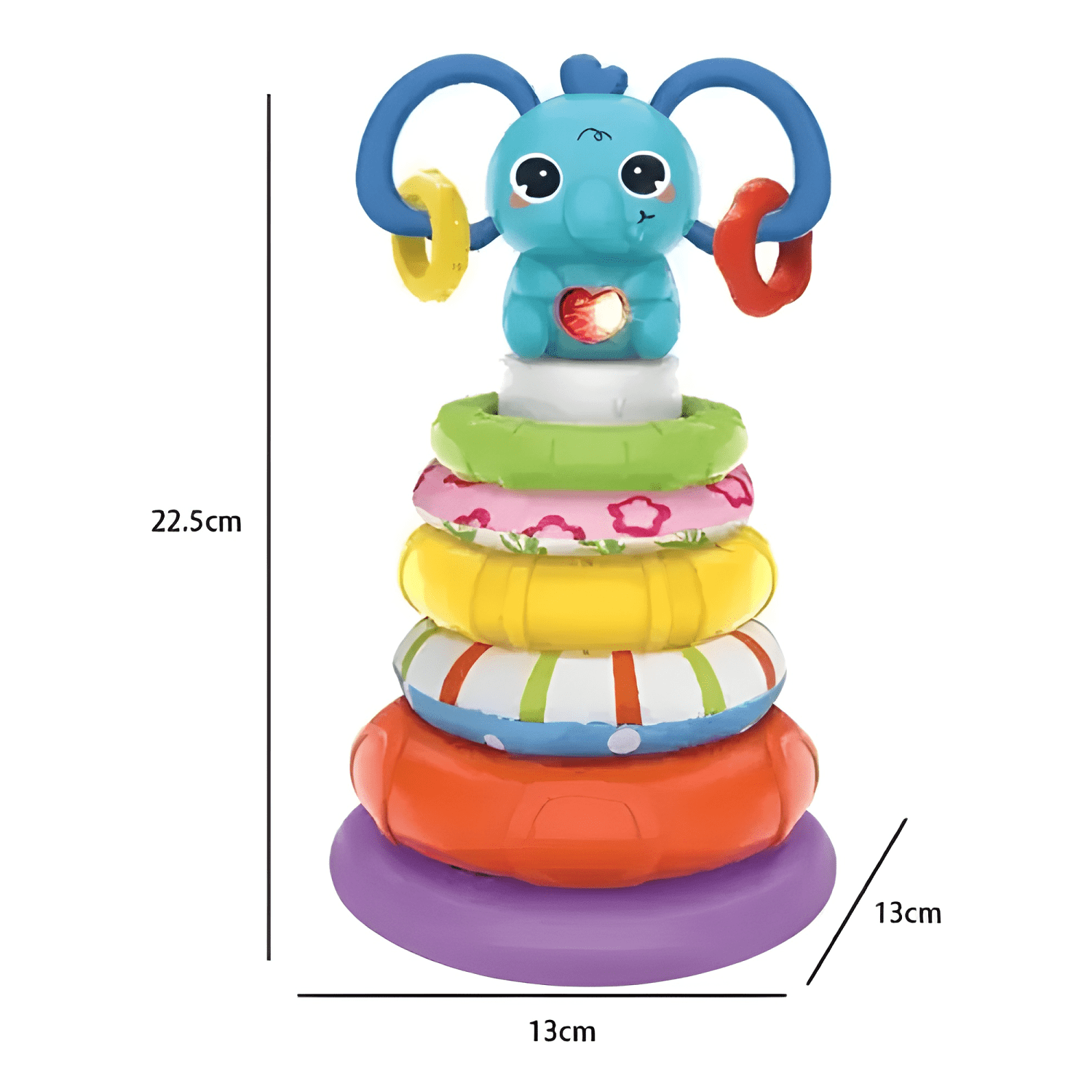 Torre apilable de encaje musical de elefante para bebes-4