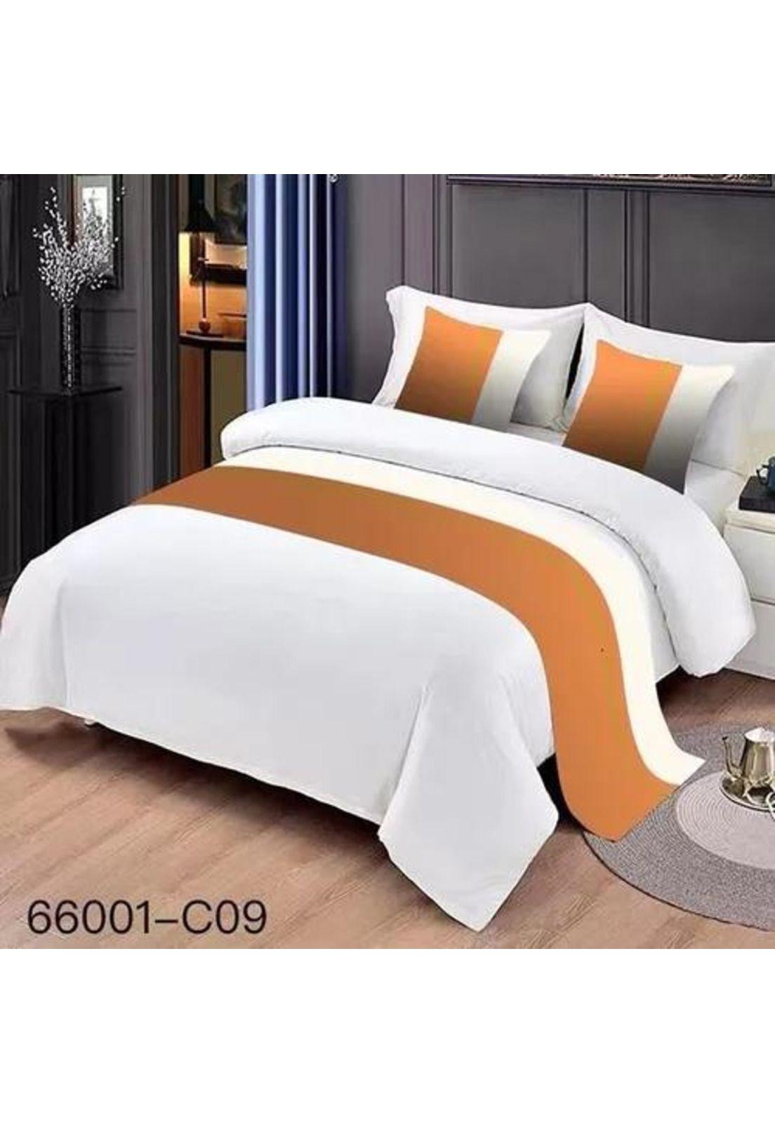 Pieceras para cama decorativa 60x200 cm + 2 fundas 45x45 diseño 8 color naranja-1
