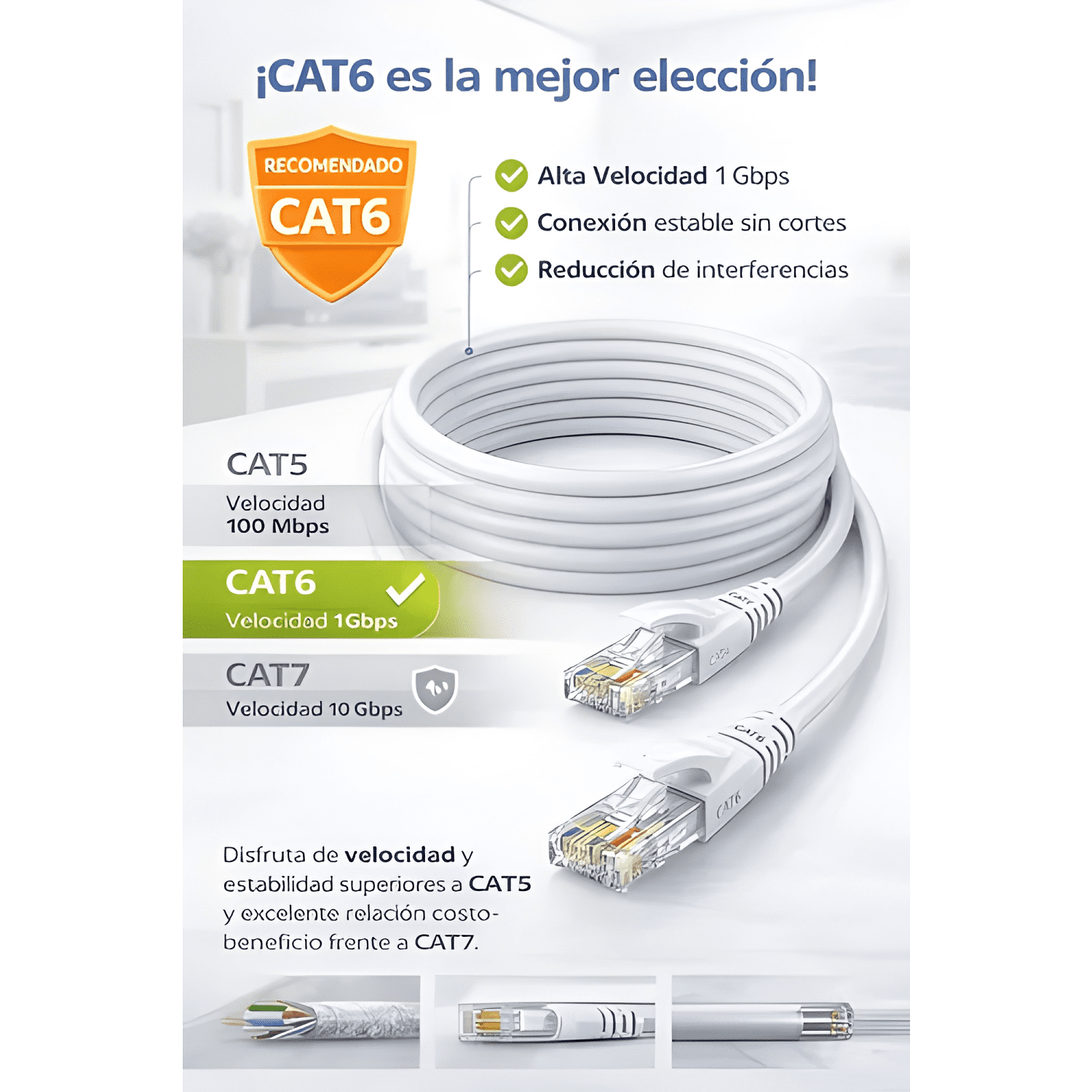 Cable Red Cat6 20 Mts Ethernet Alta Velocidad Gaming Camara-2