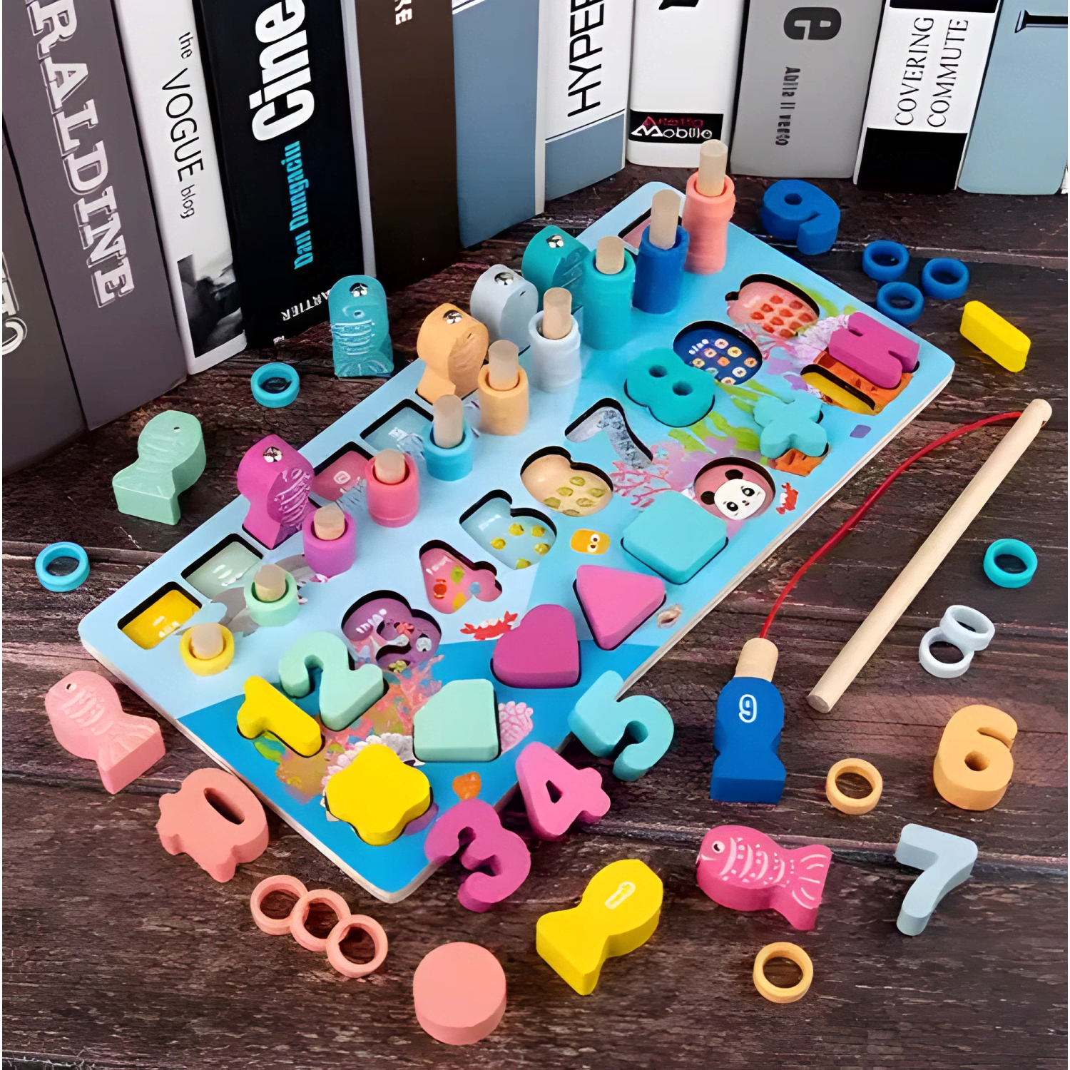 Juguete tabla de pesca educativo para niños juego didáctico-3