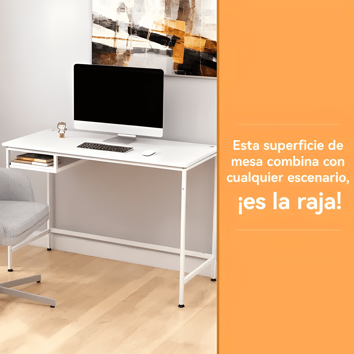 Escritorio pequeño de madera con repisa para oficina-3