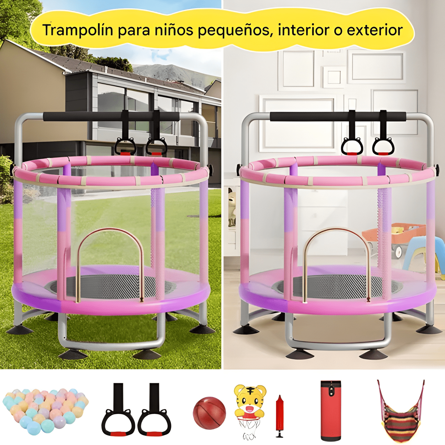Trampolín con red de seguridad para niños y adultos-2