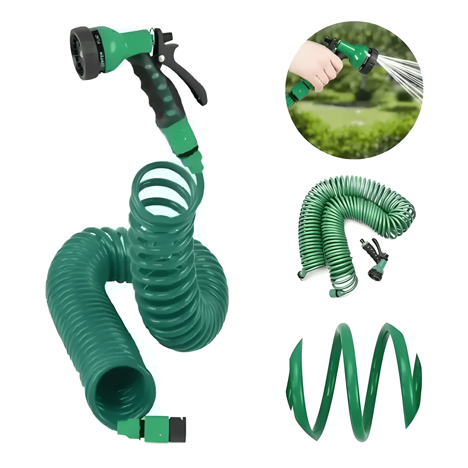 Manguera 30 mts espiral expandible casa jardin Verde-0