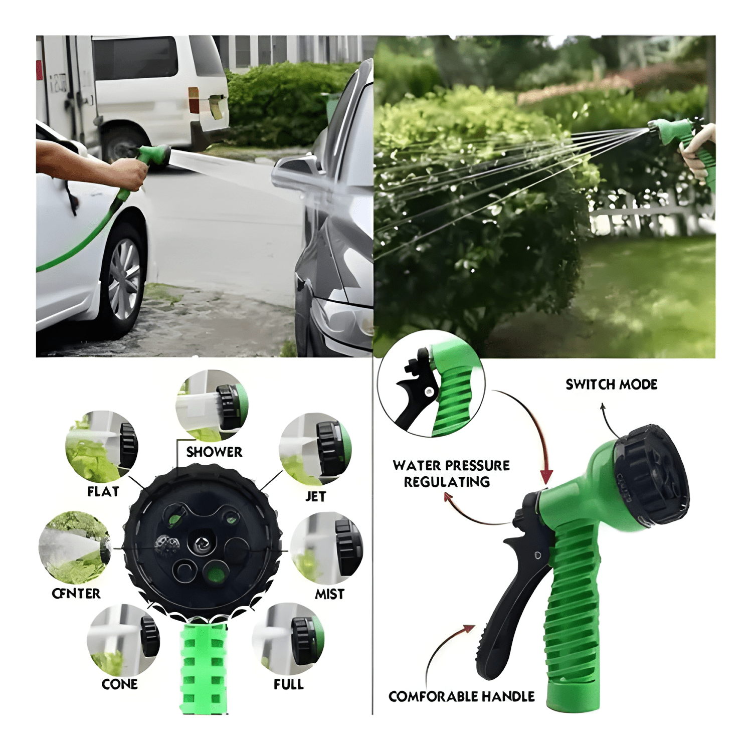Manguera 30 mts espiral expandible casa jardin Verde-4