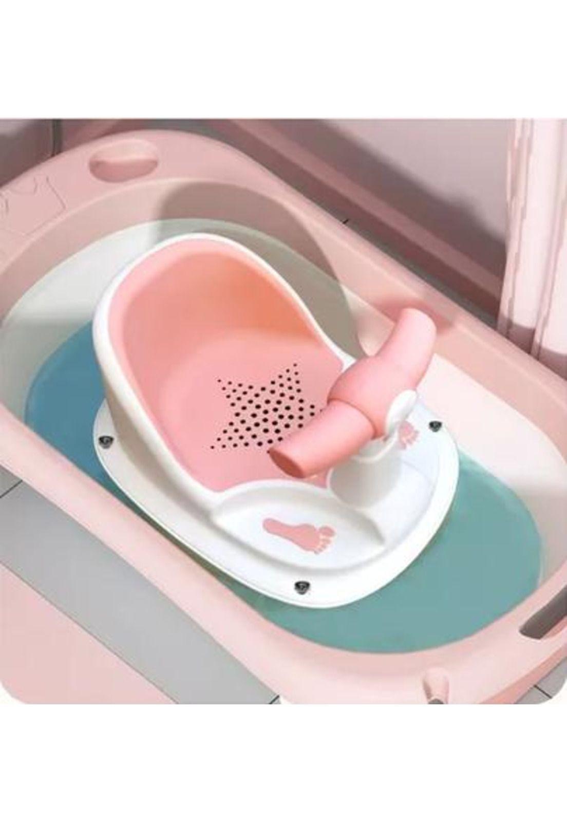 Silla de ducha para bebé, color rosado-2