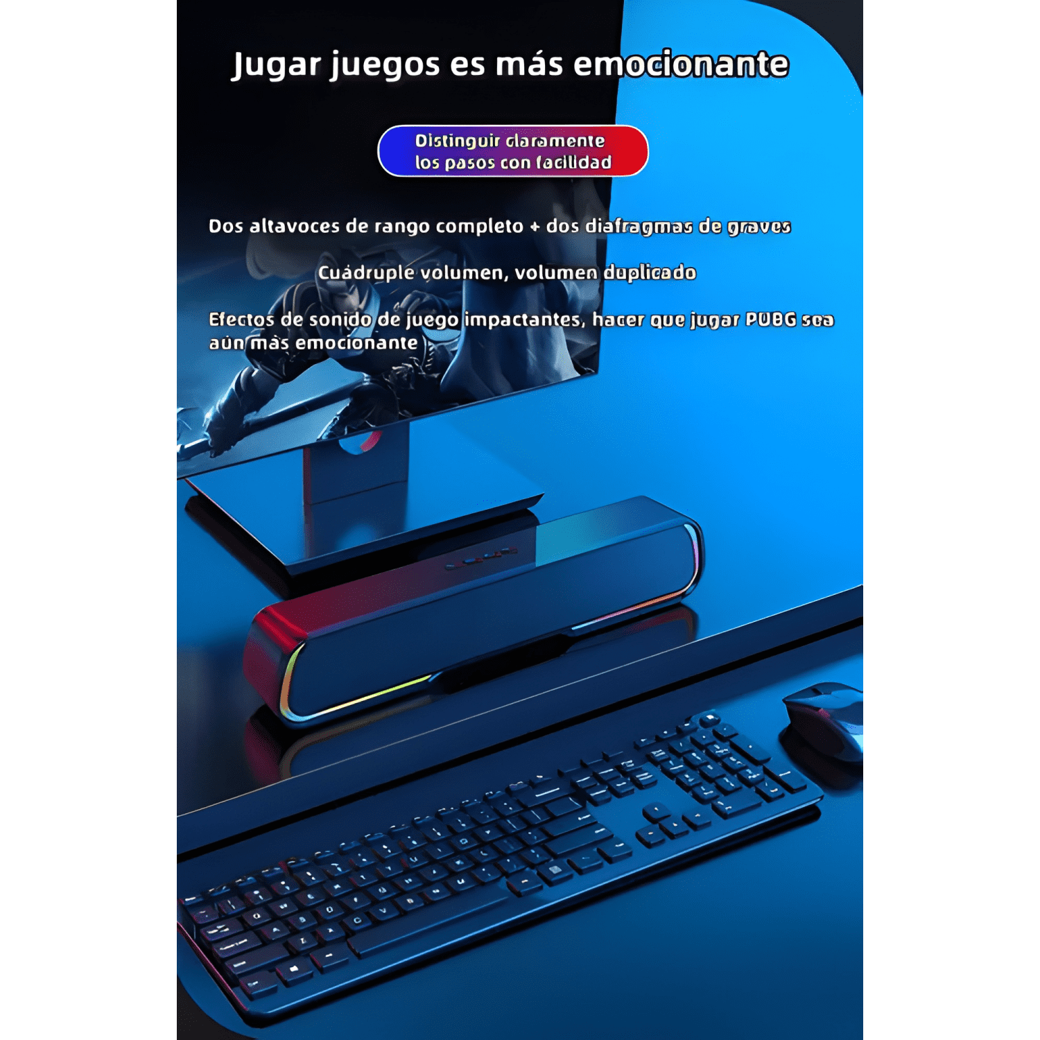 Barra de sonido soundbar bluetooth gamer con luces rgb-2
