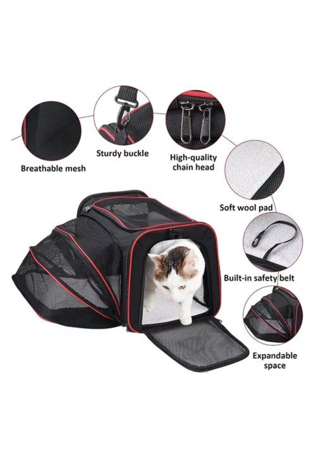 Bolso mochila transportador grande para mascotas dos en uno negro-3