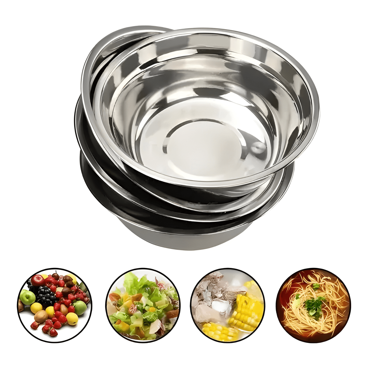 Pack 3 pocillo bowl acero repostería cocina ensaladas 600ml-2