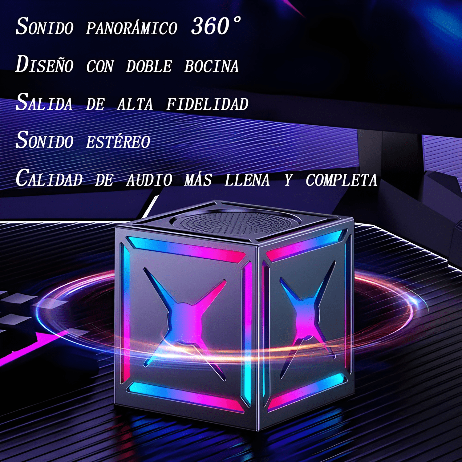 Parlante bluetooth portátil subwoofer luz rgb alta #6-4