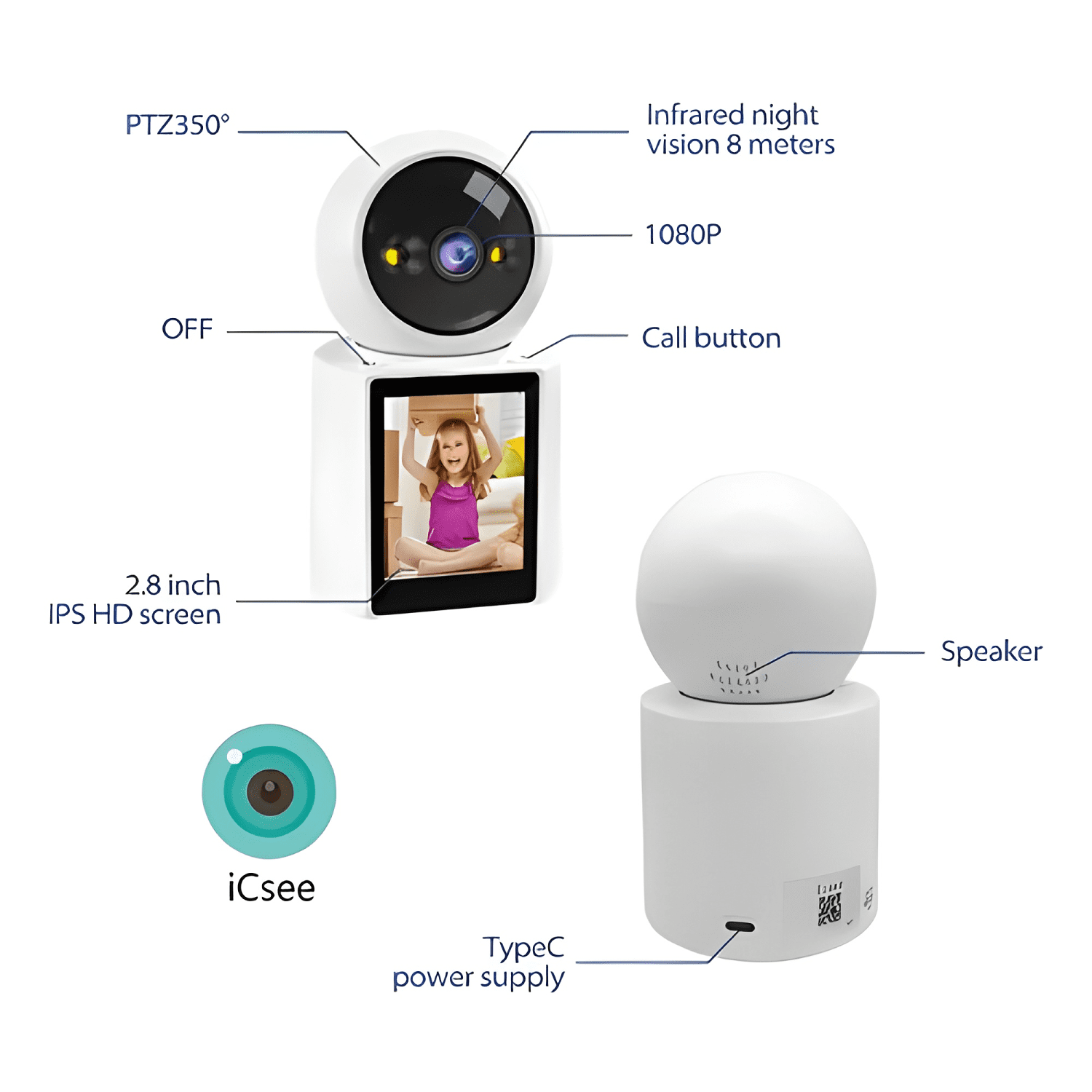 Cámara Icsee Hd 1080p Ptz Wifi para Vigilancia Interior-3