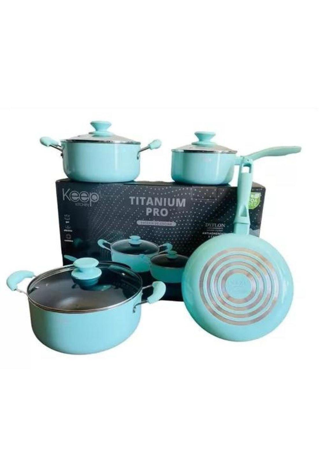 Set de Ollas Keep - Antiadherente, 7 Piezas, Color Turquesa-0