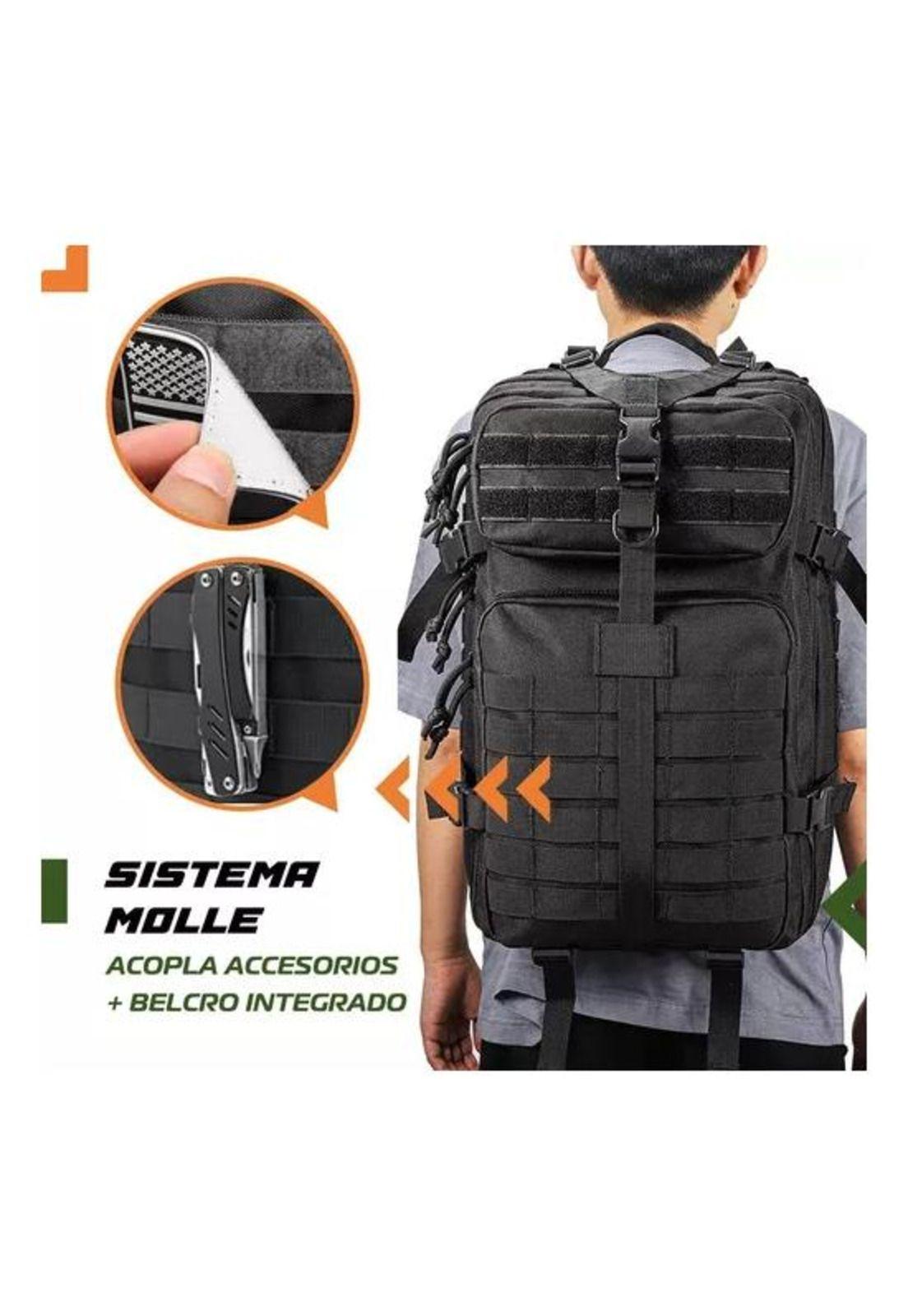 Mochila táctica militar impermeable color negro-2