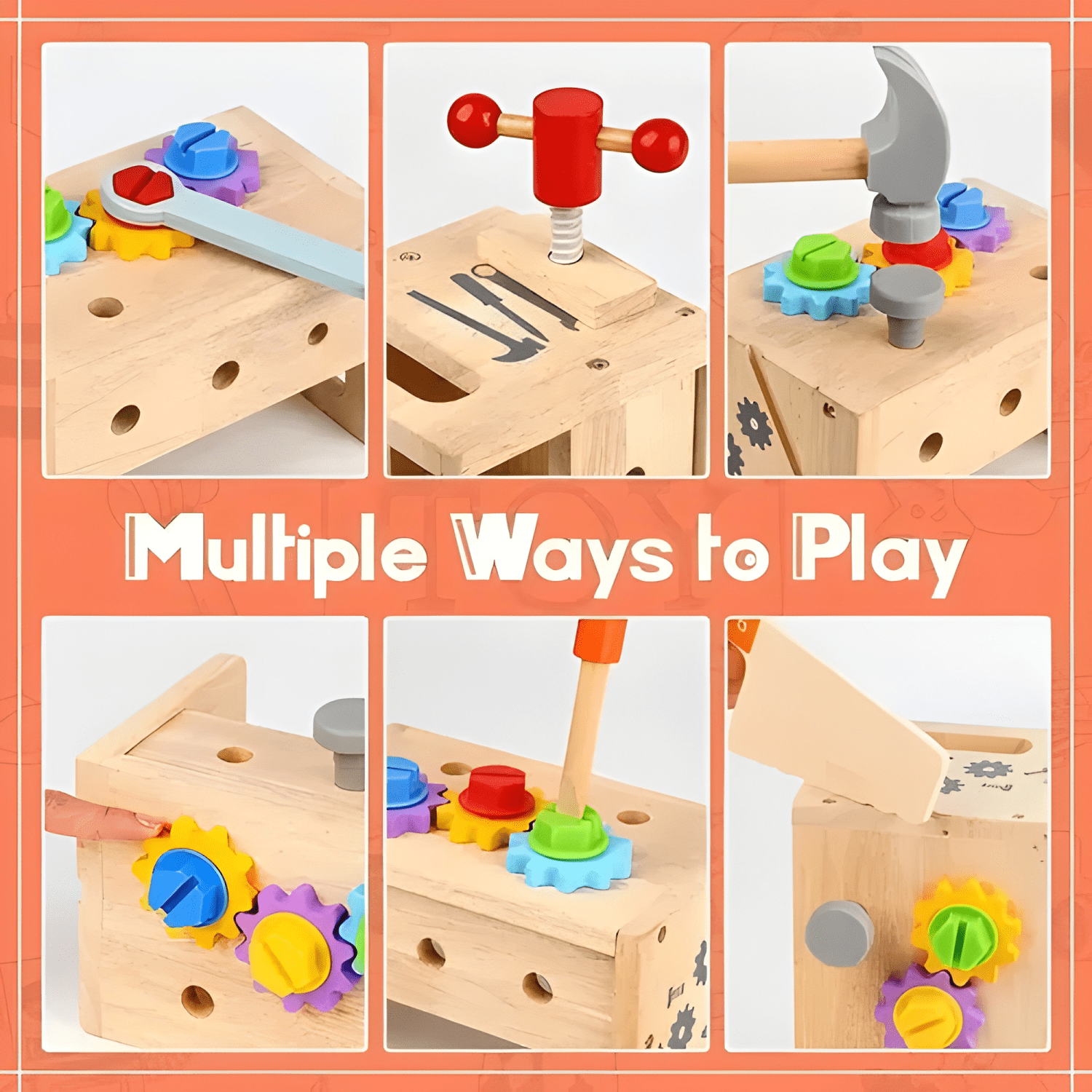 Caja de herramientas de madera juego de juguetes niños #1-1