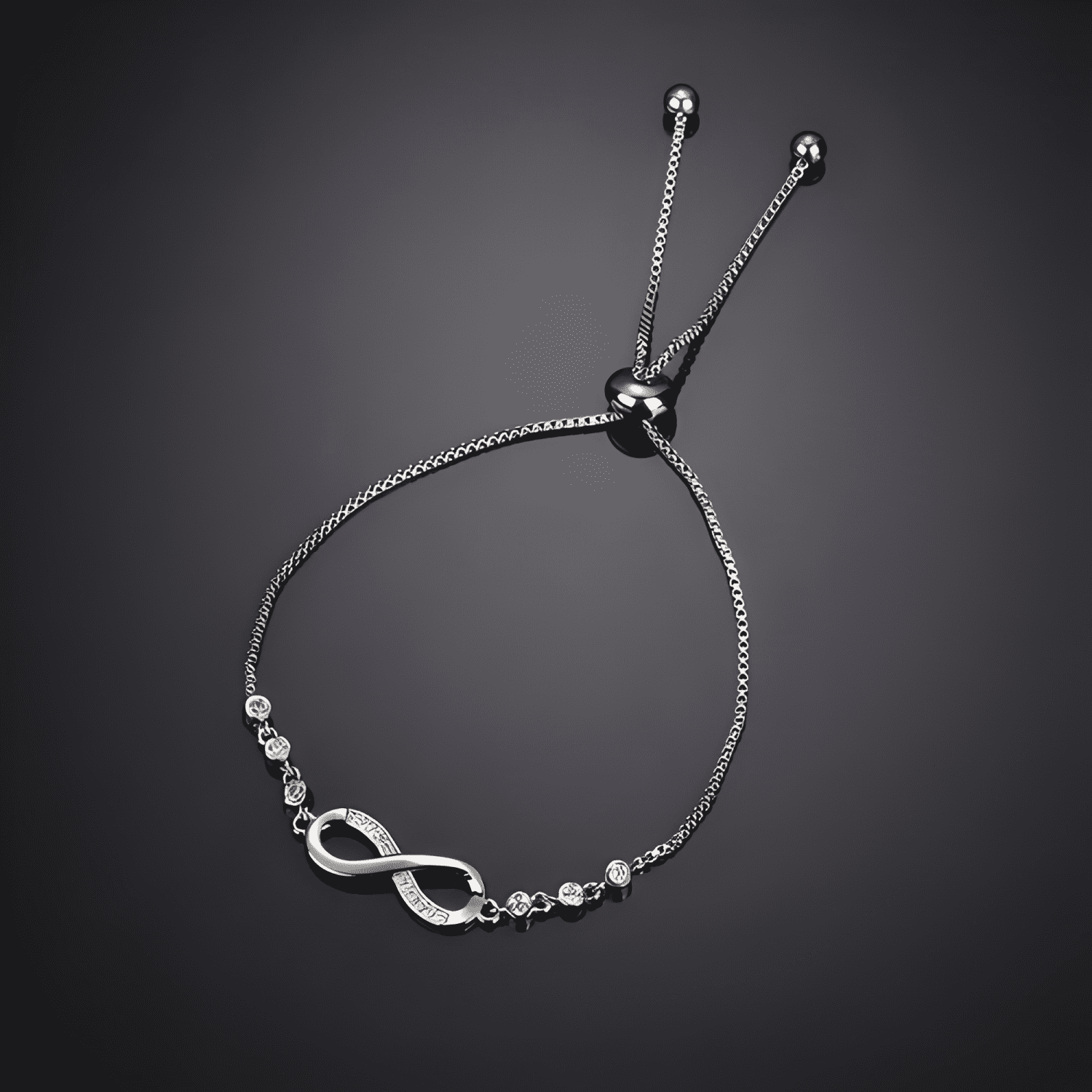 Pulsera infinito ajustable de plata ley S925 + bolsa y-4