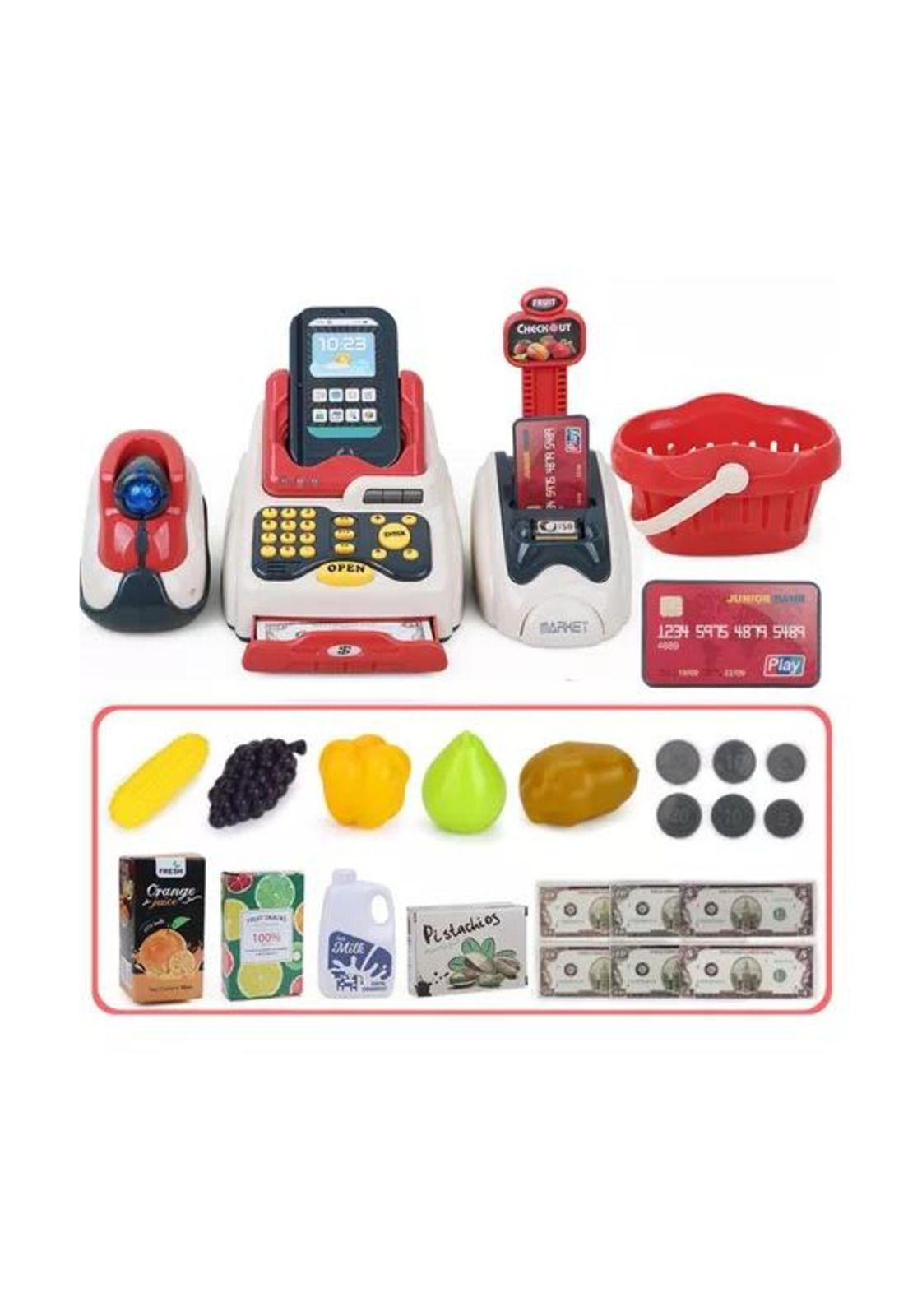 Caja registradora de juguete para niños multicolor-4