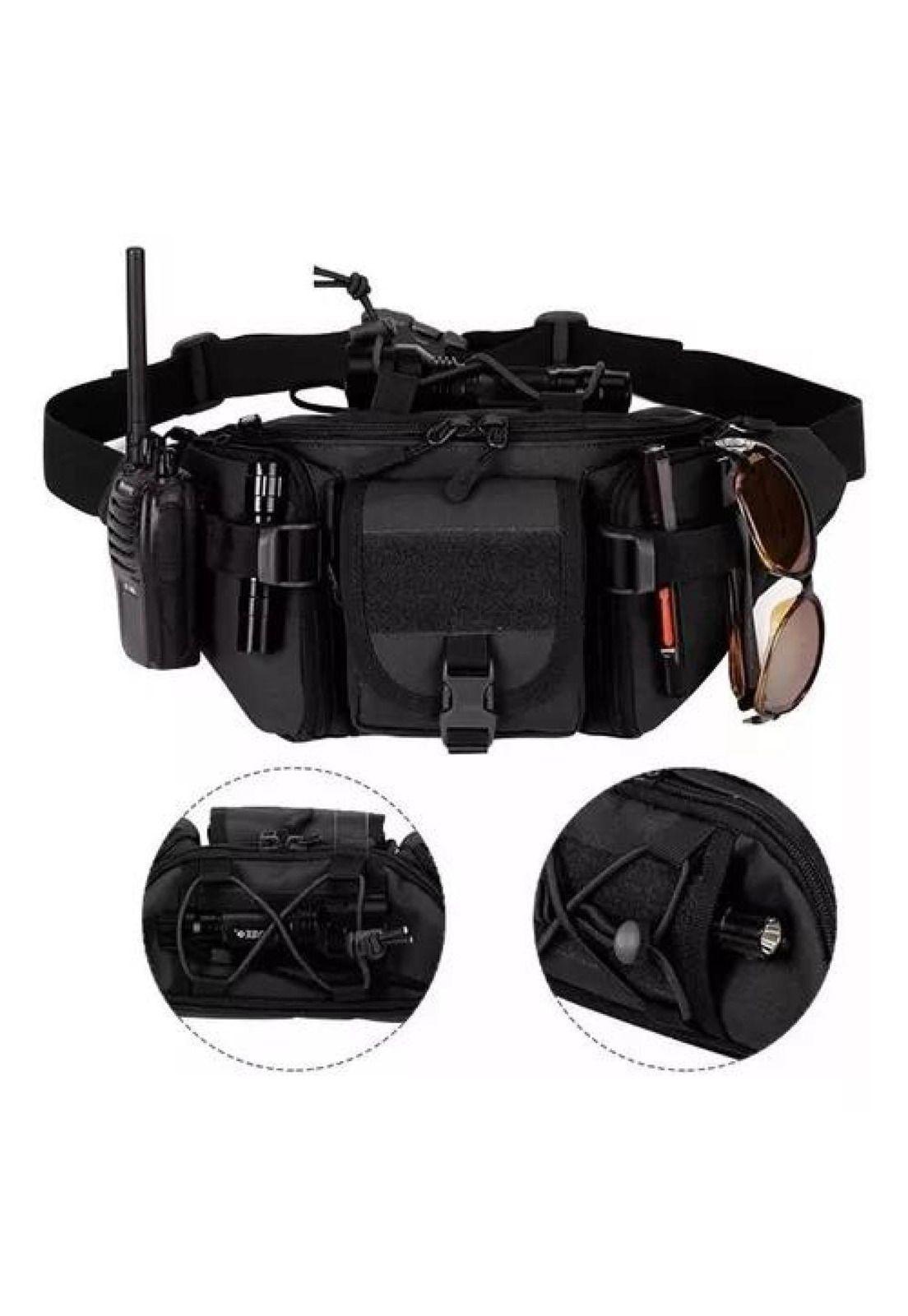 Banano de senderismo trekking outdoor táctico militar negro-4