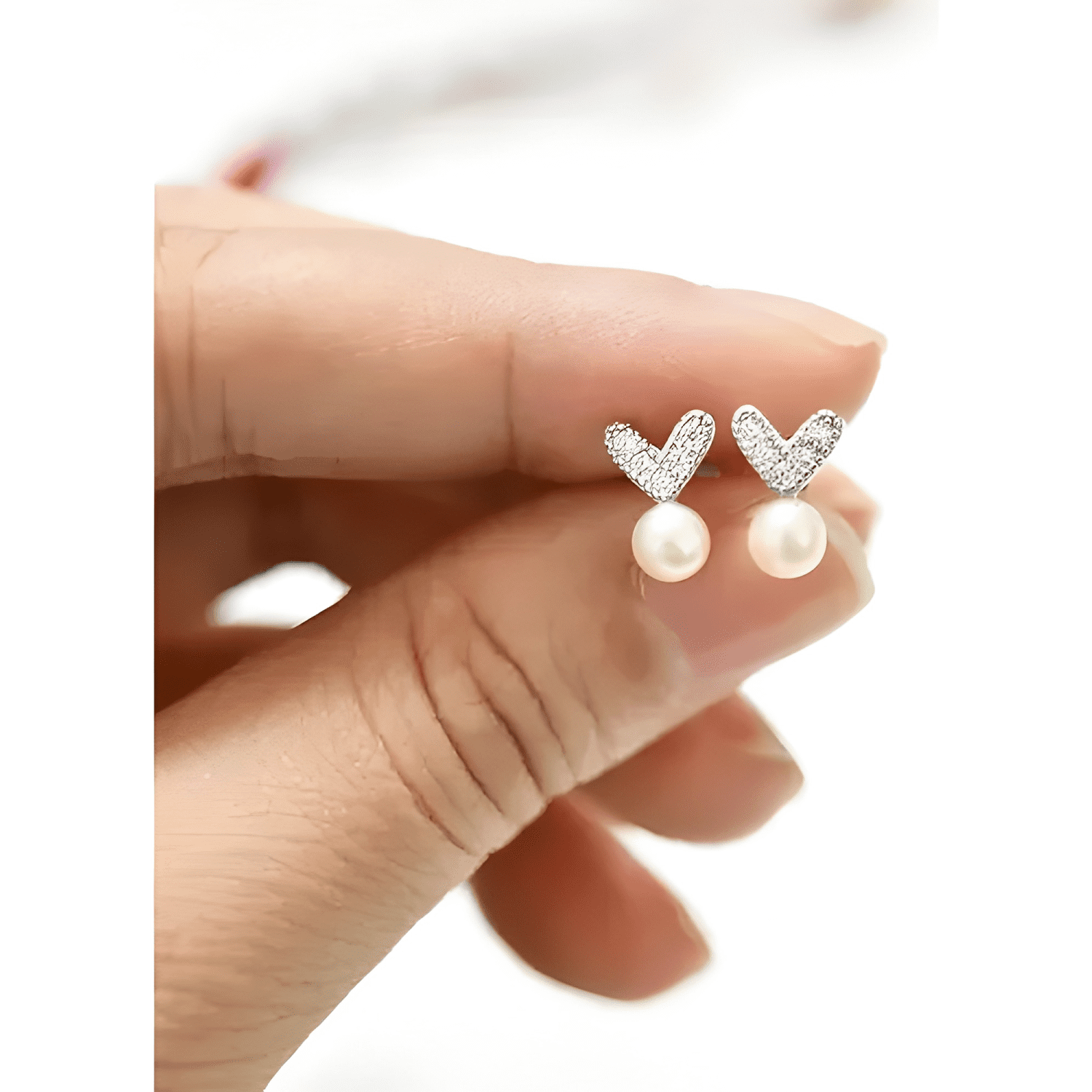 Aros Plata 925 Corazón Circones Perla Pequeños Regalo Mujer-2