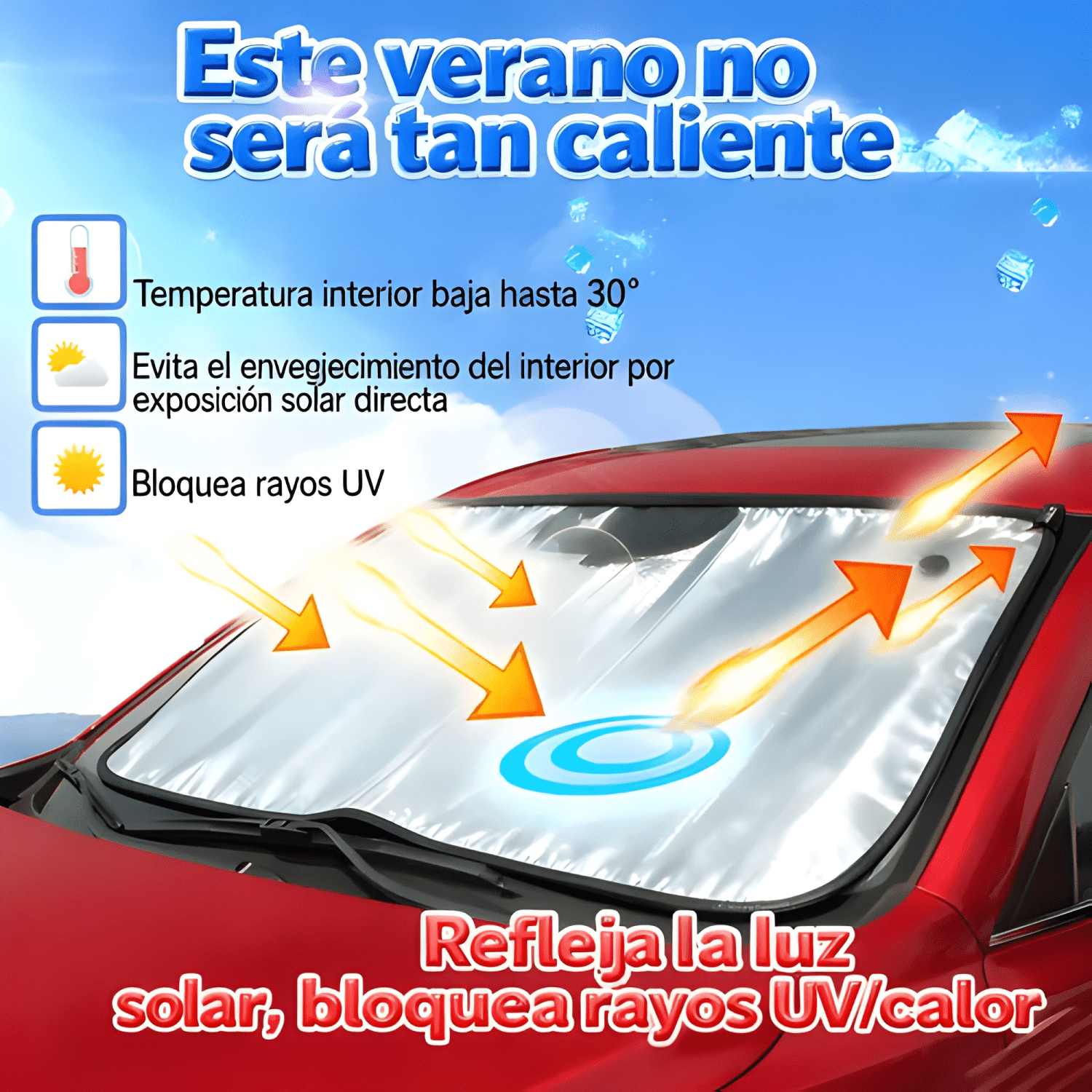 Protector Solar Parabrisa /tapa Sol Auto 60*130cm Azul-3
