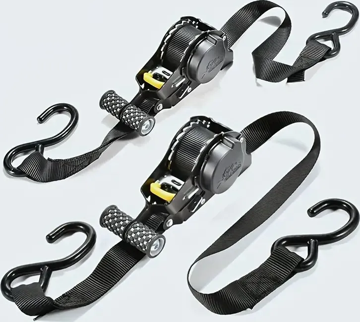 2pcs Correa/eslinga Amarre Retráctil 2,5cmx3.3m Negro-0