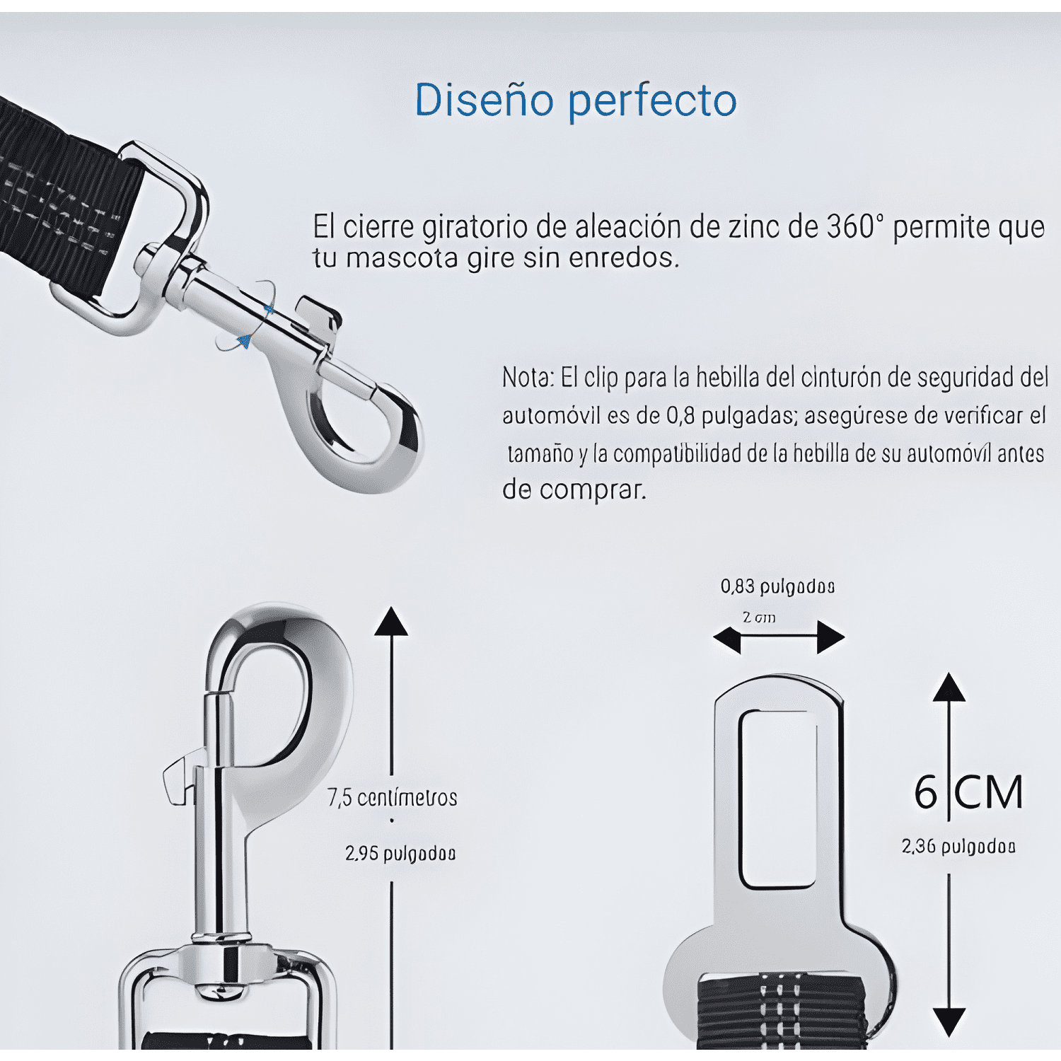 Cinturón de seguridad ajustable para mascotas en auto #2-4