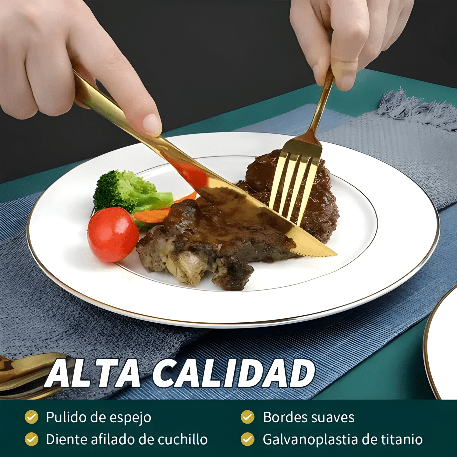 Set 48 piezas cubiertos cuchillería acero inoxidable vida-3