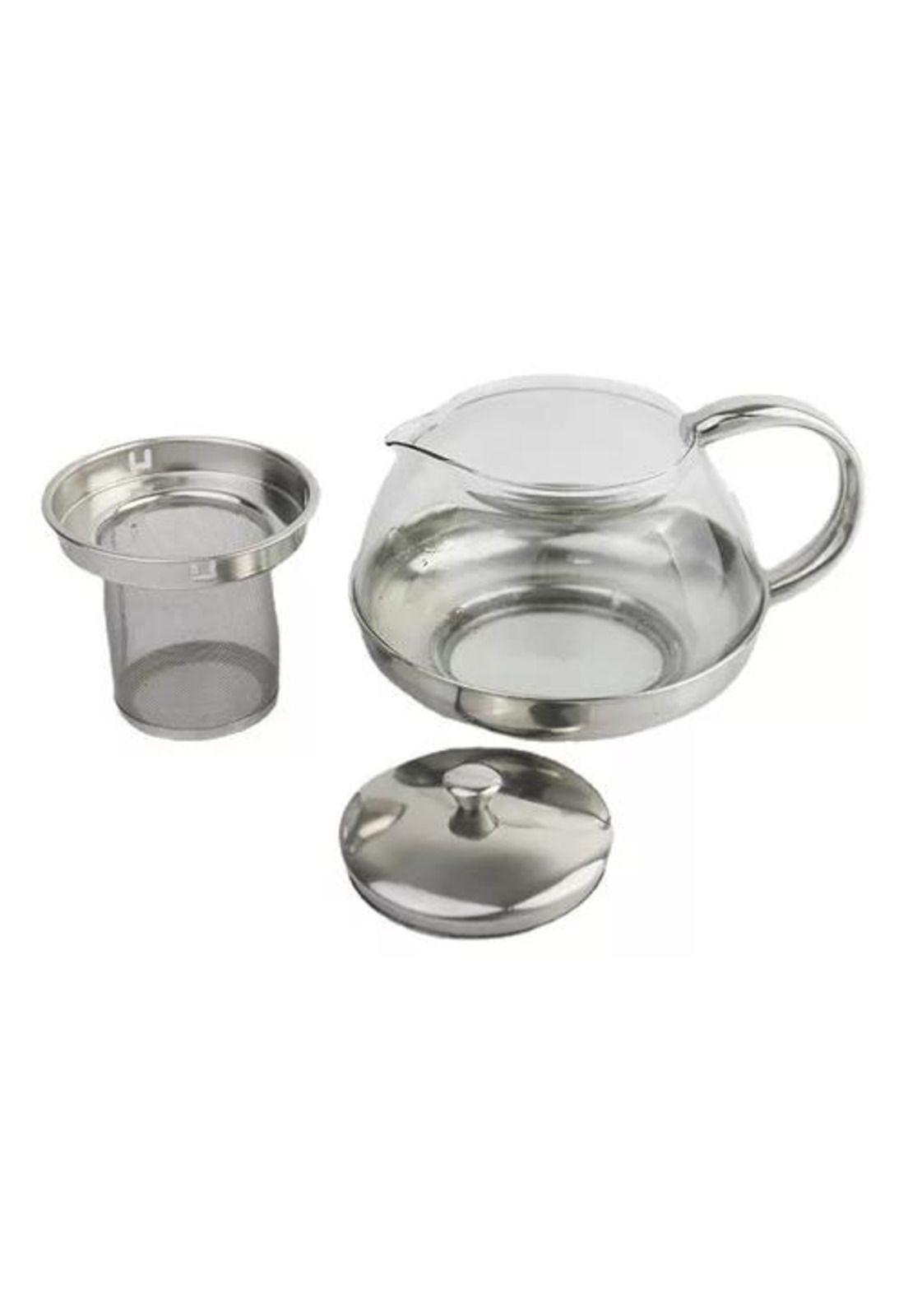 Hervidor Infusor de Vidrio - 600 ml, para Tetera, Color Plateado-0