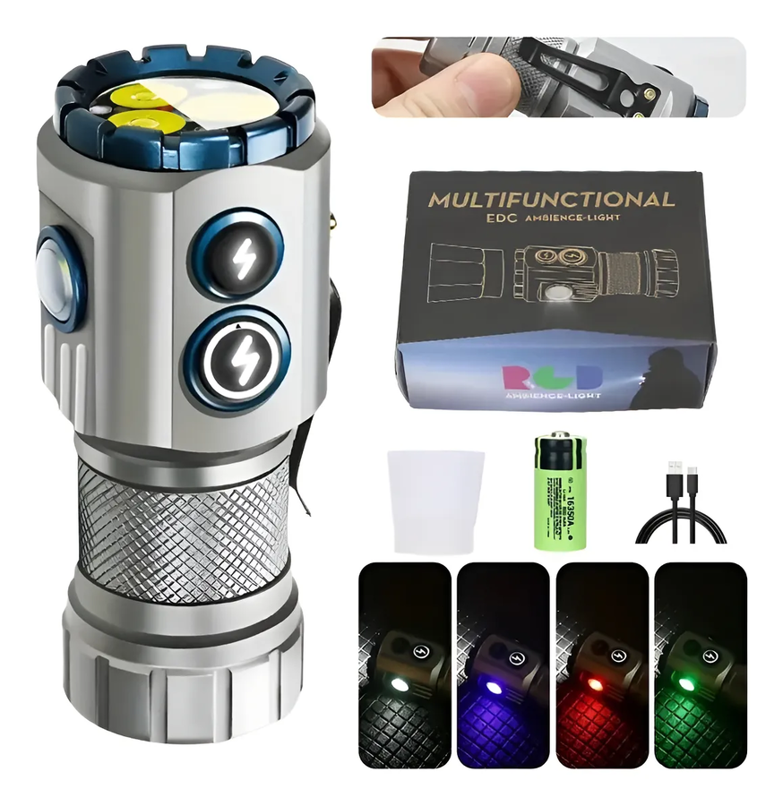 Mini Linterna Con Rbg Led Con Clip Magnético 2000lm-0