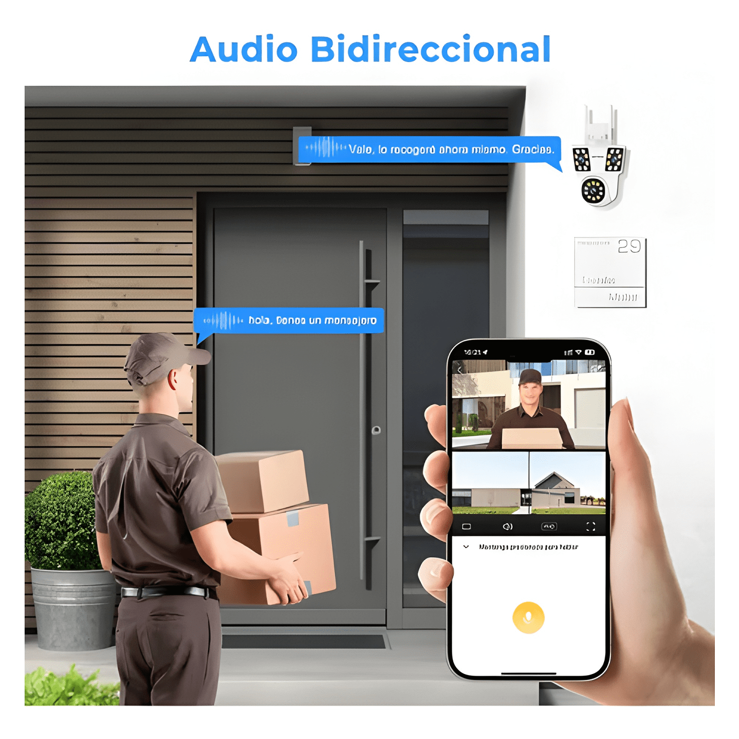 ATSG Câmera de Segurança Wifi Externa Com Três Lentes Atsg-3
