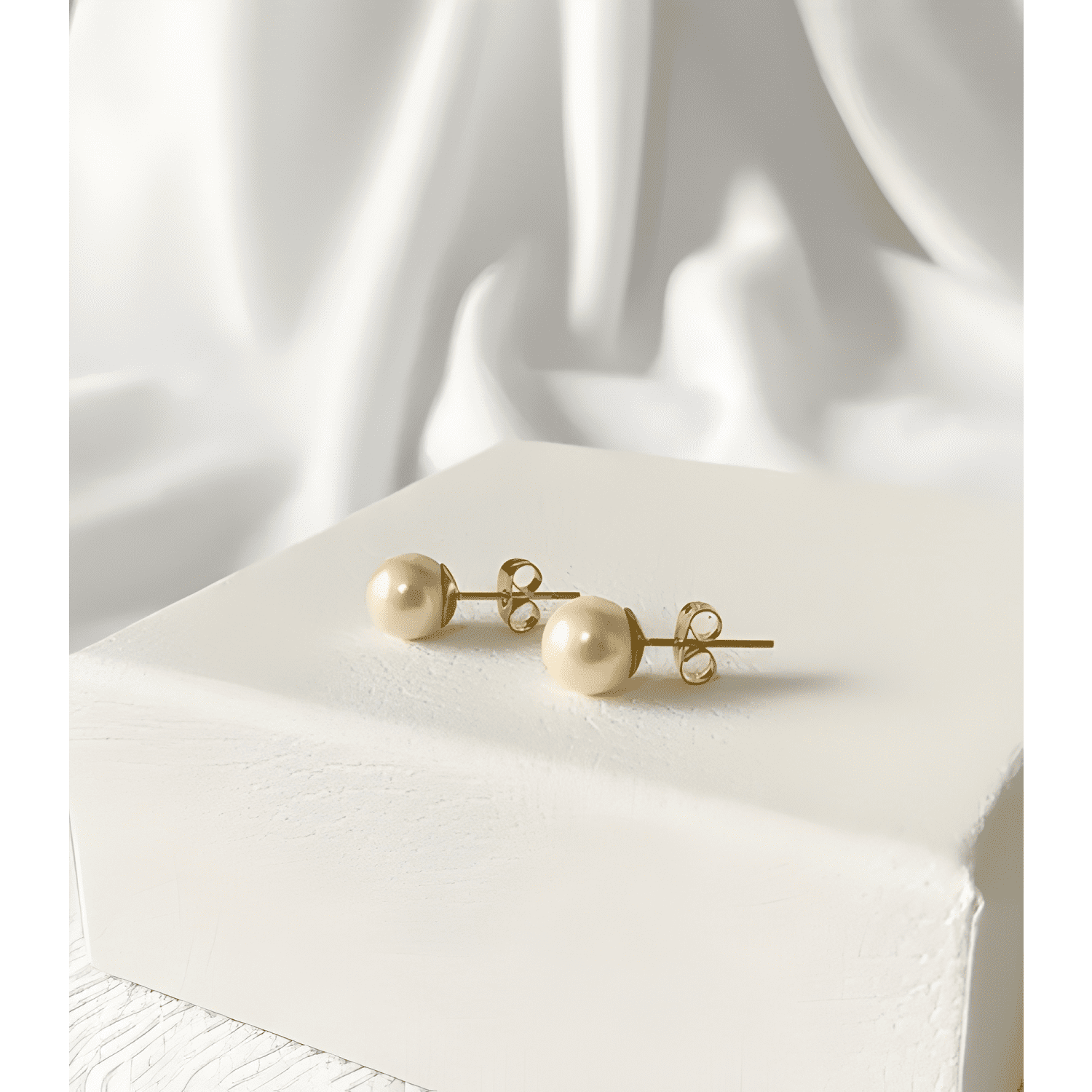 Aros De Perla Mallorca Clasico Base Enchapada En Oro 18k #7-2