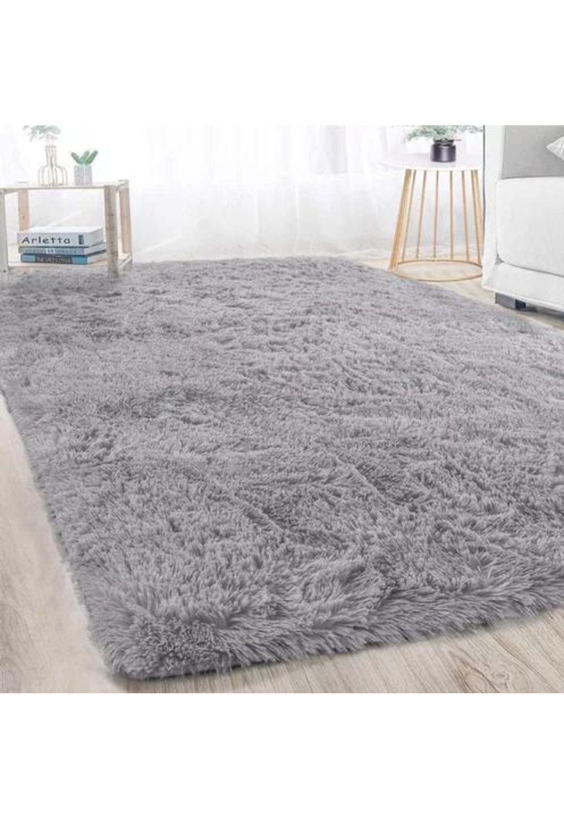 Alfombra Peluda Grande 2x2.4 m Gris-1