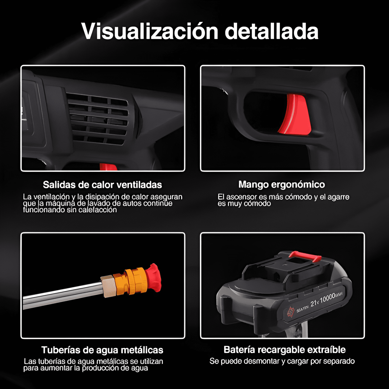 Lavadora De Alta Presión Portátil + 2 Baterías #2-2