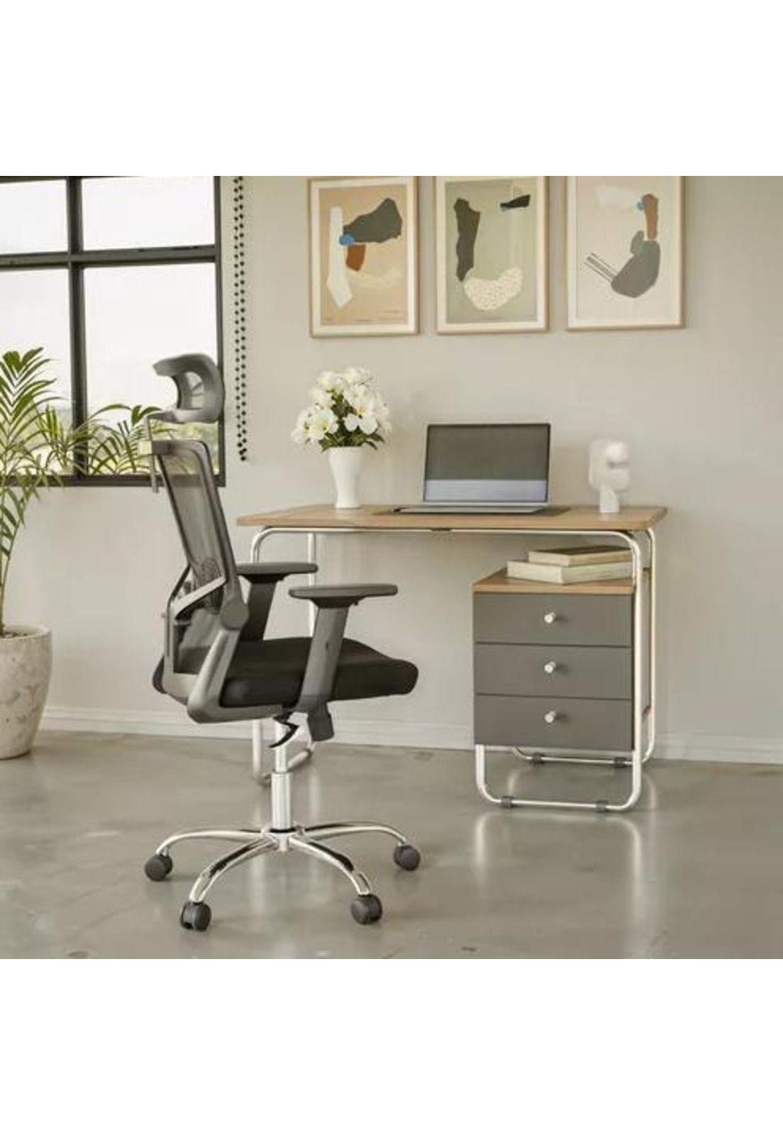 Silla de oficina presidente Ergonomus Delphi base cromada color negro-5