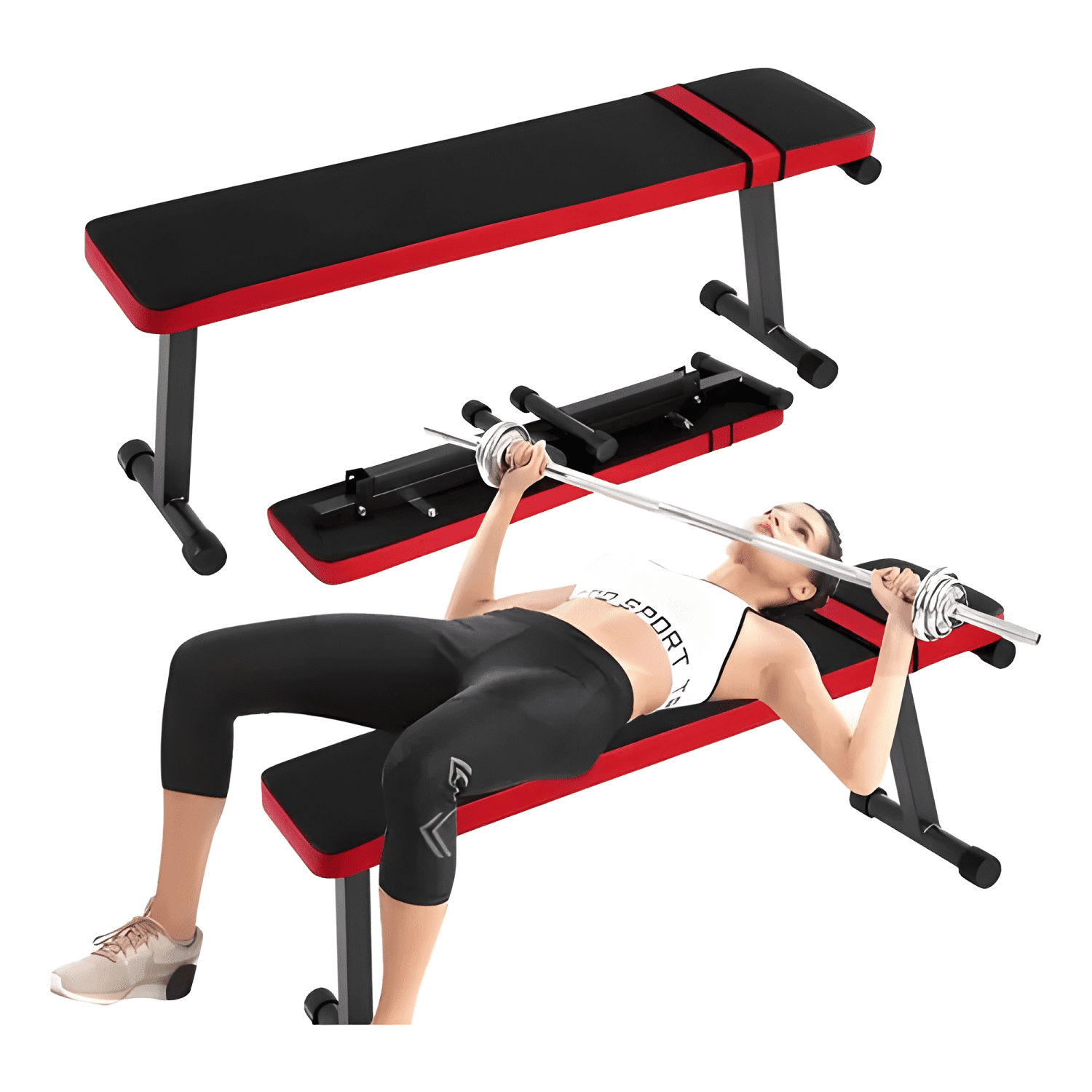 Banco plano acolchado de entrenamiento y musculación-2