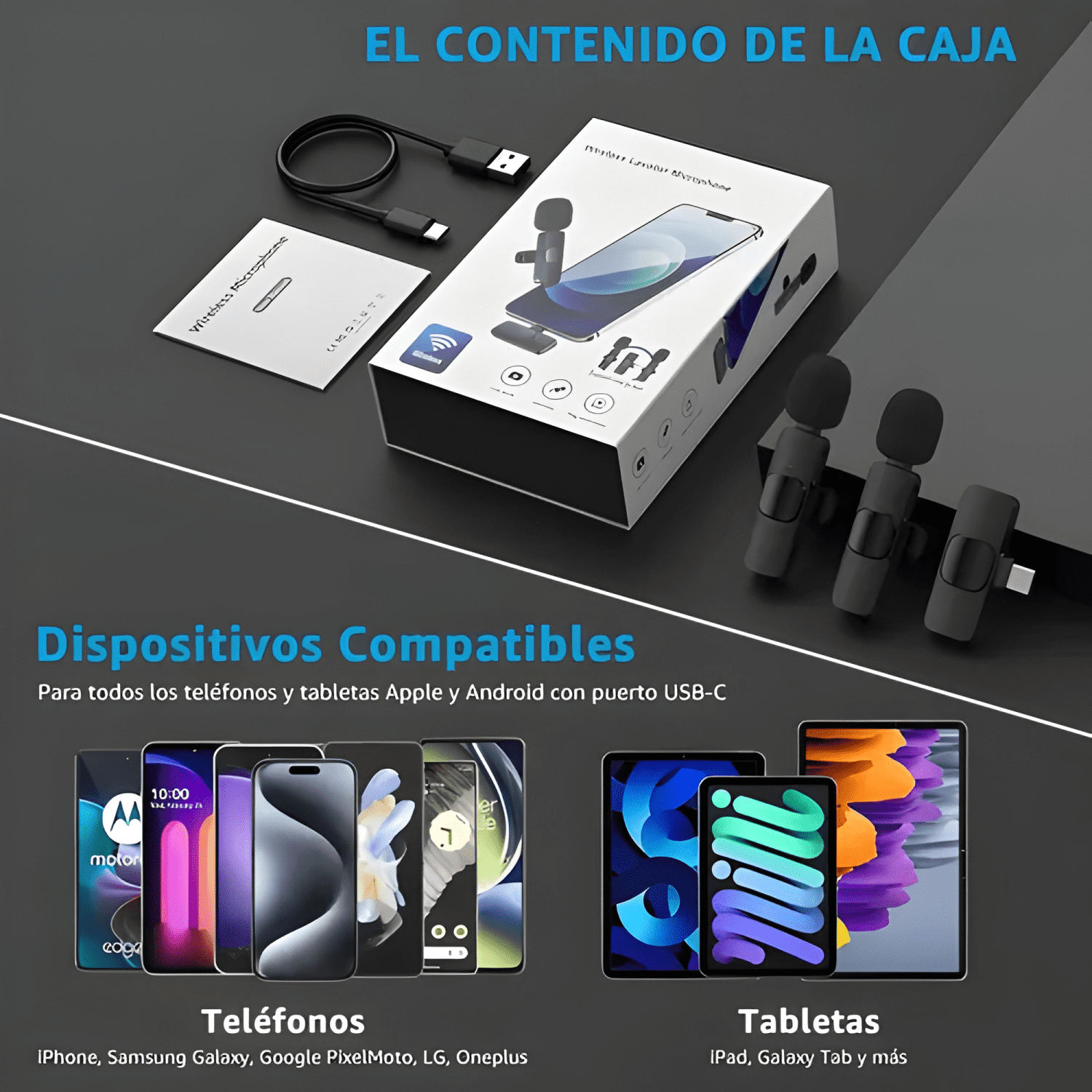 2 Micrófono inalámbrico doble compacto usb-c Negro-2