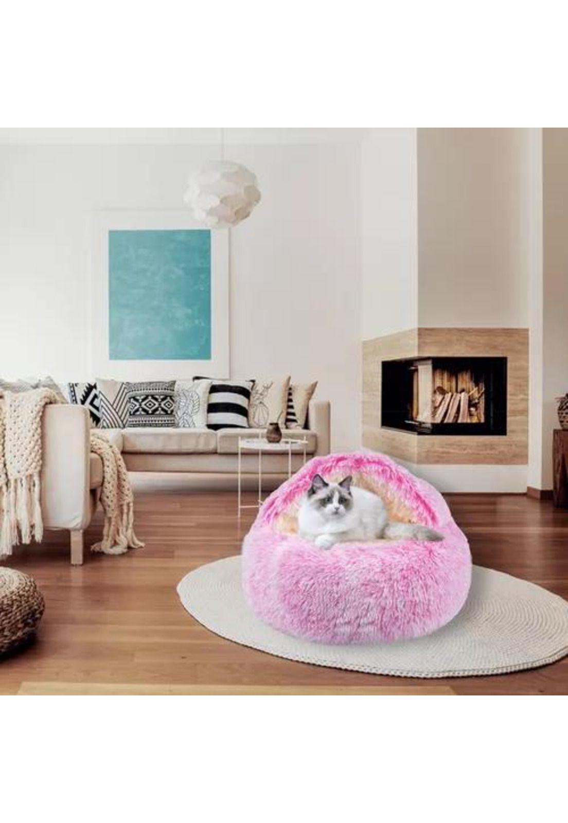 Cama antiestrés premium para mascotas 50 cm rosado-5