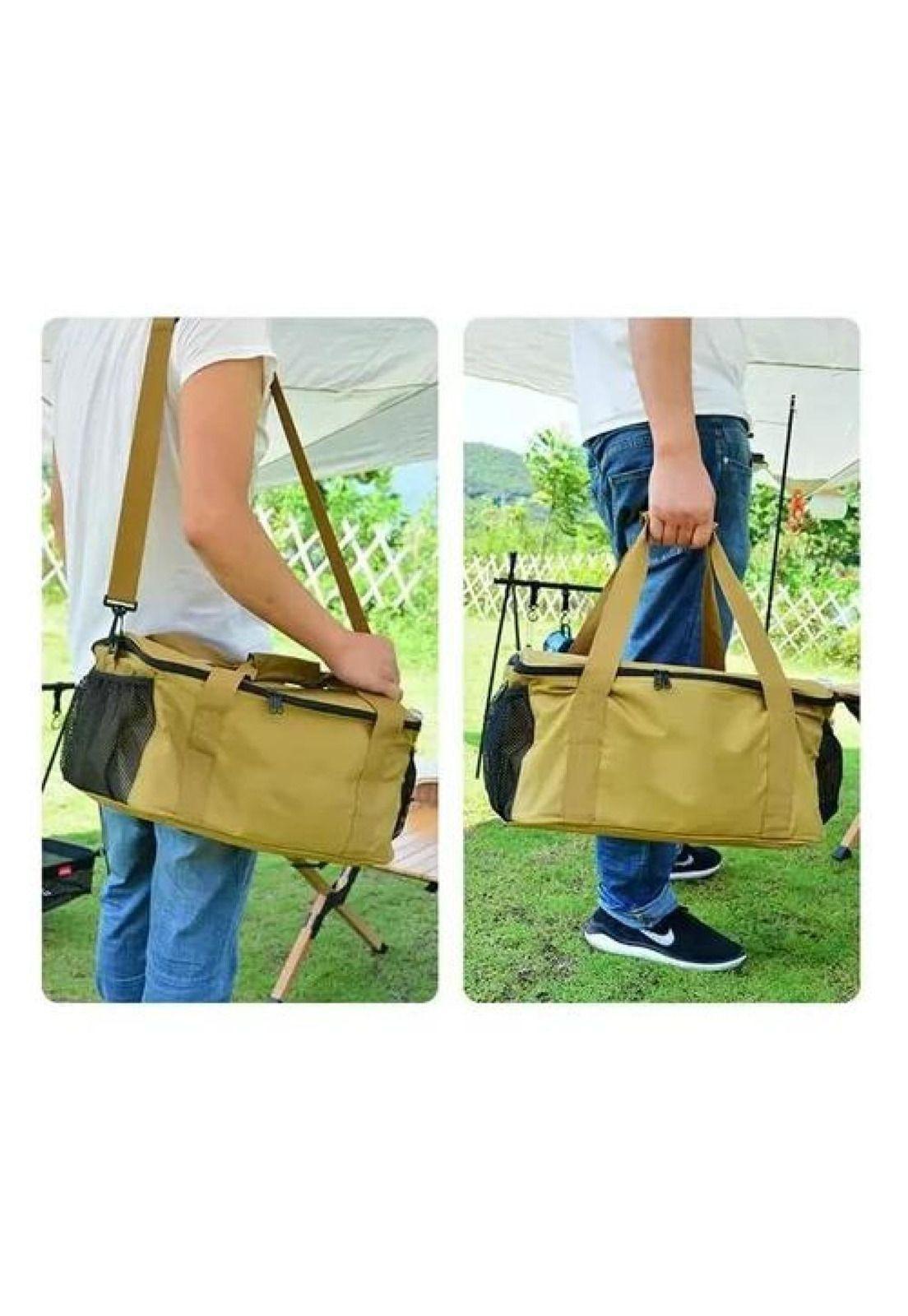 Canasta picnic cooler mochila bolso térmica plegable café-2