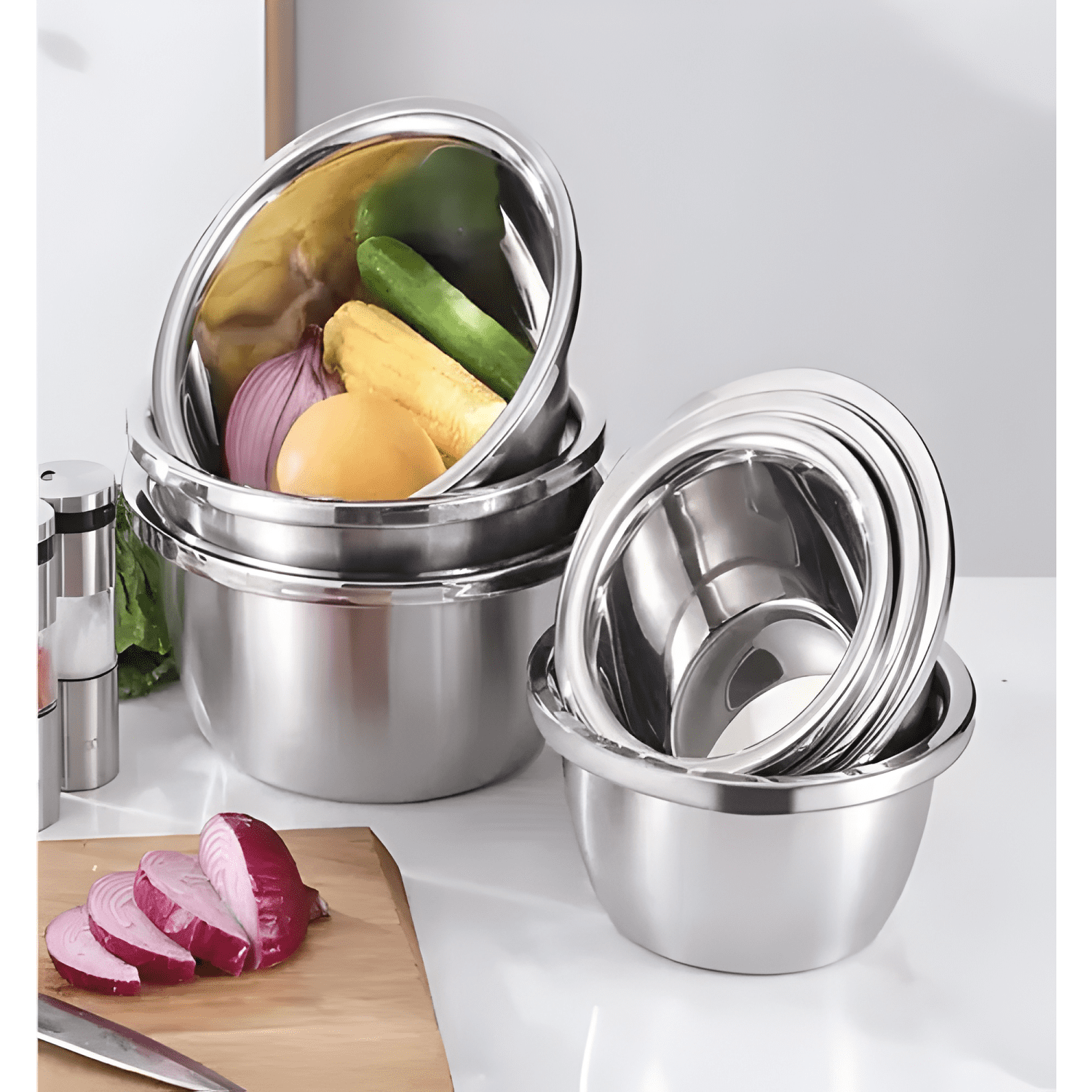 Pack 6 bowl cuenco tazon profundo 24 CM acero cocina #10-3
