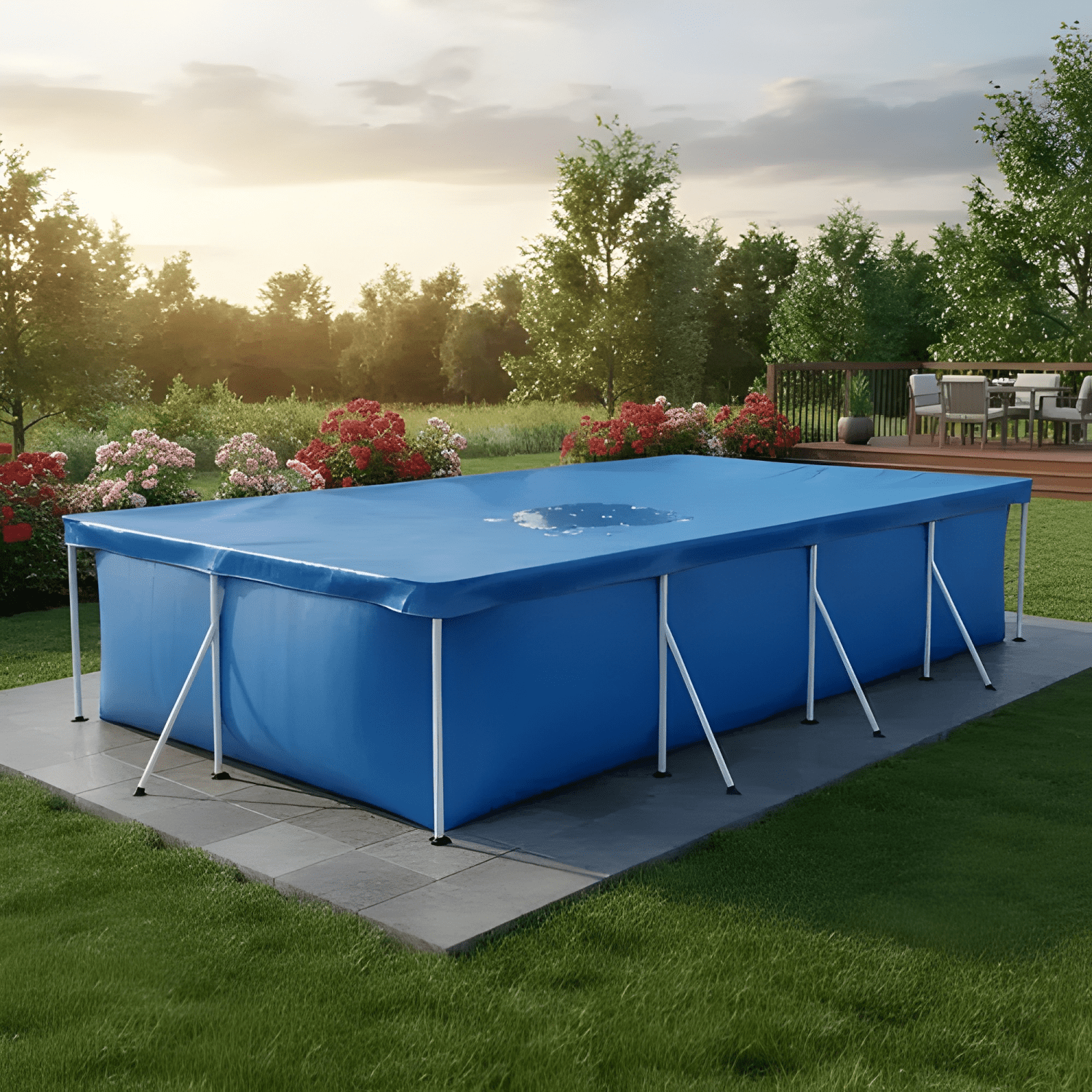 Lona cobertora impermeable para piscina 4 x 2,11 m azul-2