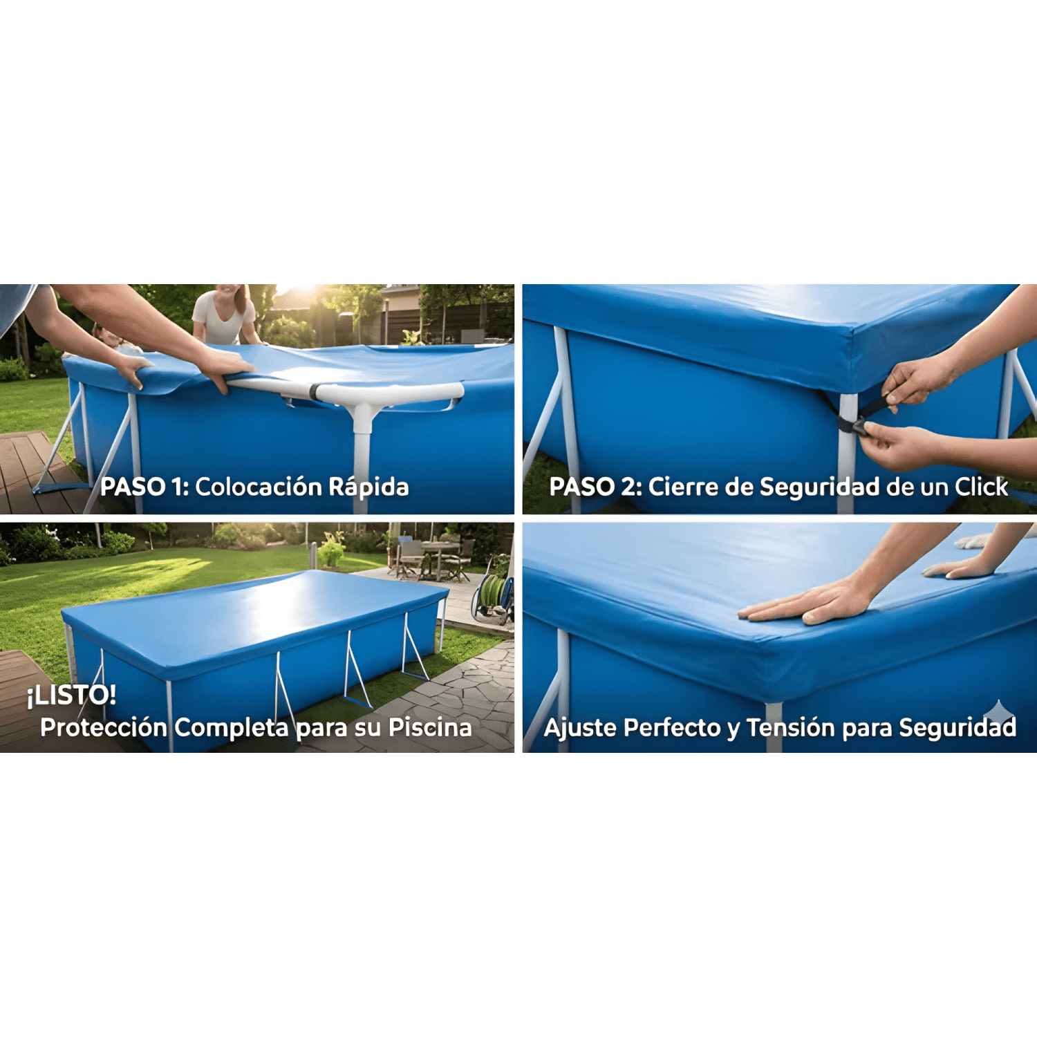 Lona cobertora impermeable para piscina 4 x 2,11 m azul-4